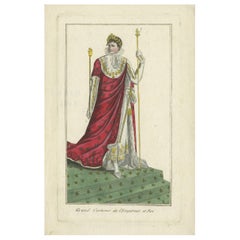 Antiker Kostümdruck des Kaisers und Königs von Frankreich:: um 1810