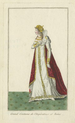 Antique Costume Print of the Empress and Queen of France 'circa 1810'