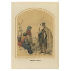 Antique Costume Print of the Province of Drenthe, Holland, 1857