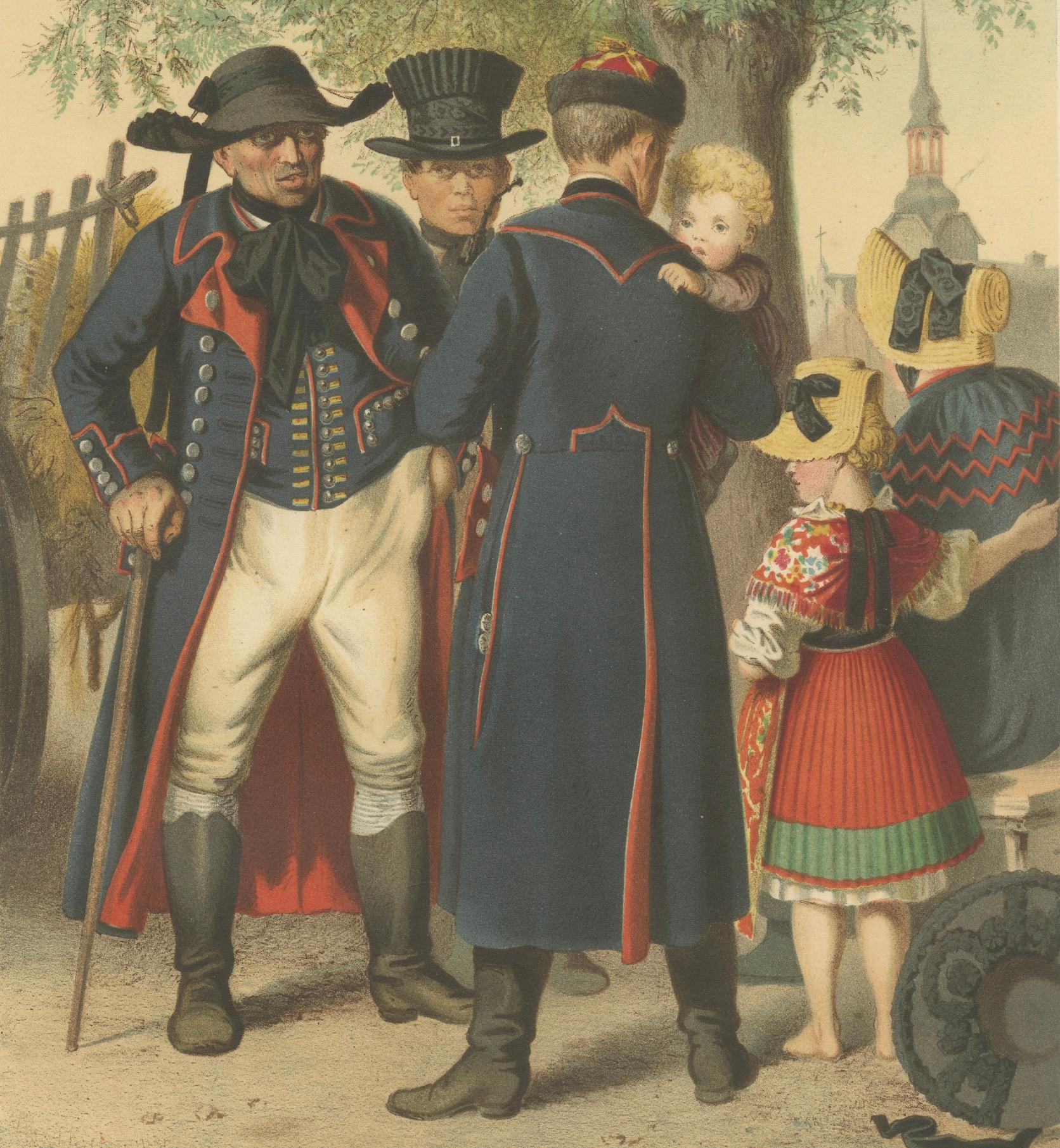 Antiker Kostümdruck des traditionellen Kostümbilds von Pomerania: Weitzacker im Jahr 1870 im Angebot 3