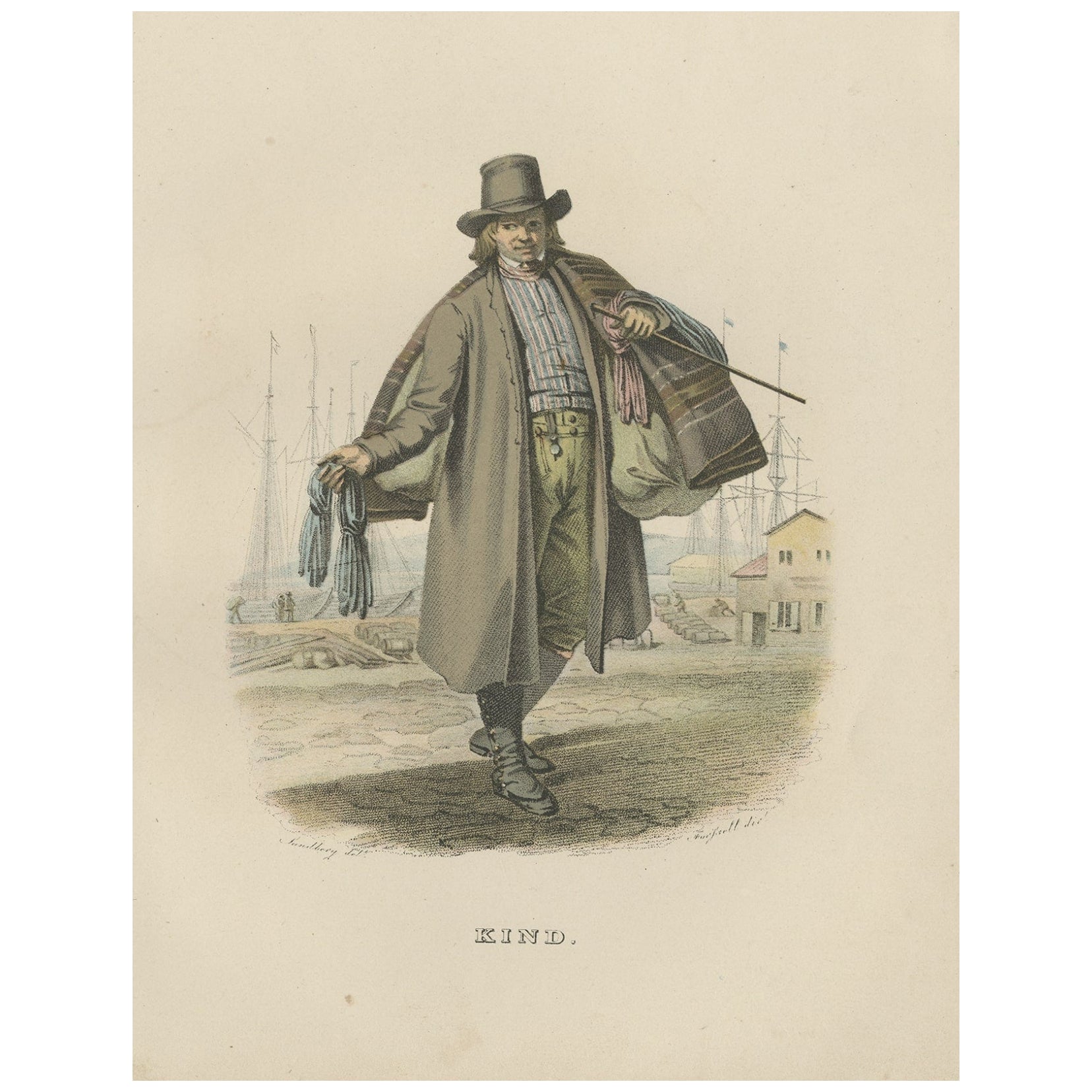 Antique Costume Print of Västergötland in Sweden, ca.1864