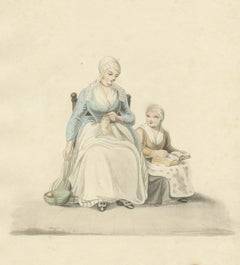 Antique Costume Print of Woman & Child of Friesland, The Netherlands, ca. 1817