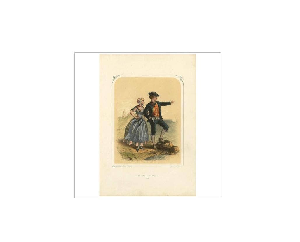 Antique Costume Print of Zealand 'The Netherlands' by A. Lacouchie, circa 1850