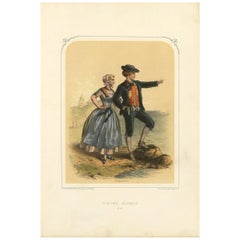 Antique Costume Print of Zealand 'The Netherlands' by A. Lacouchie, circa 1850