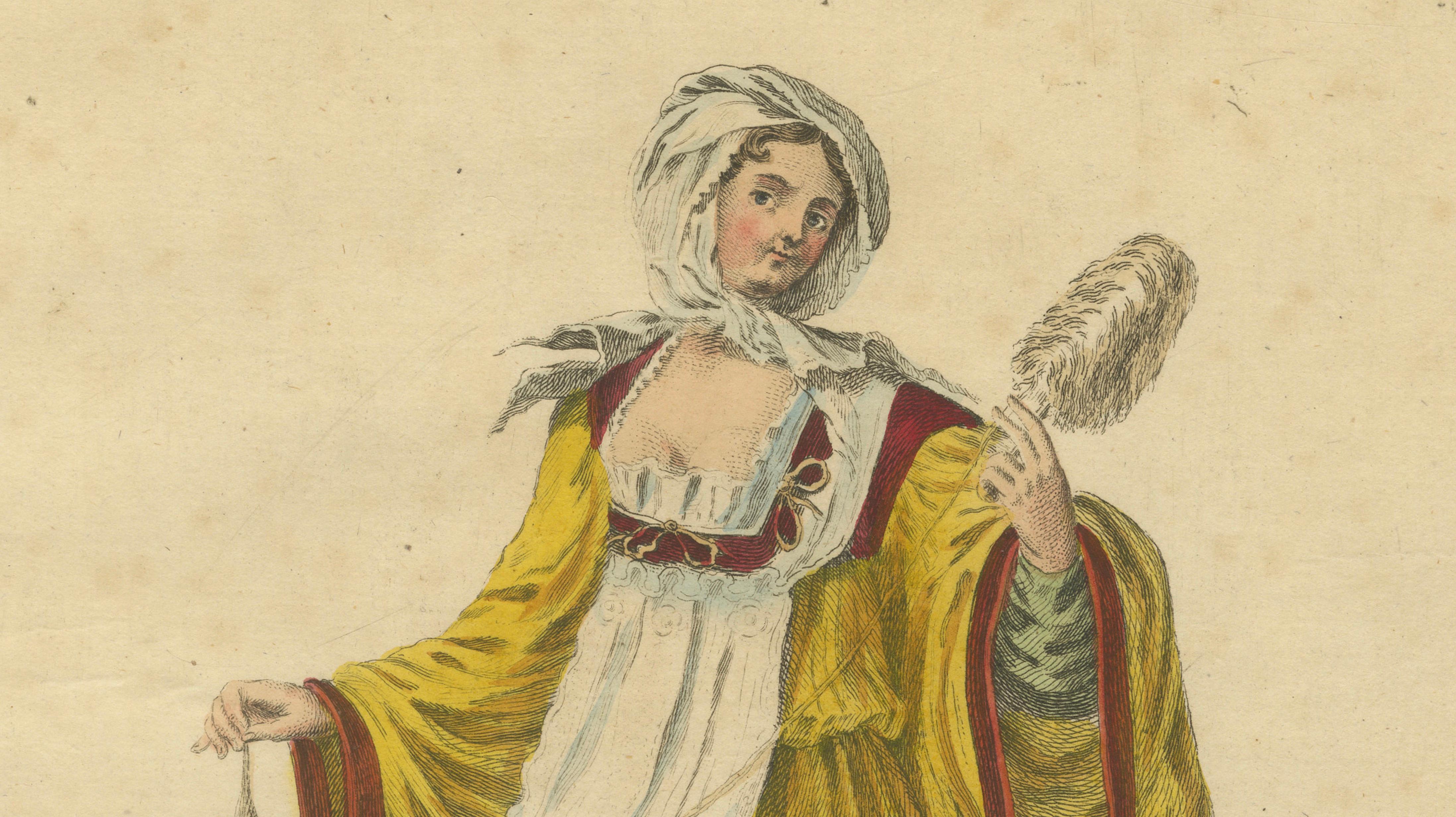 Antique Costume Print Young Lady of Argentiera Archipelago by Jefferys, 1749