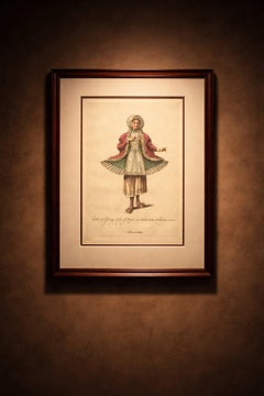 Gravure ancienne Jeune femme de l'archipel de Naxos Jefferys, 1749