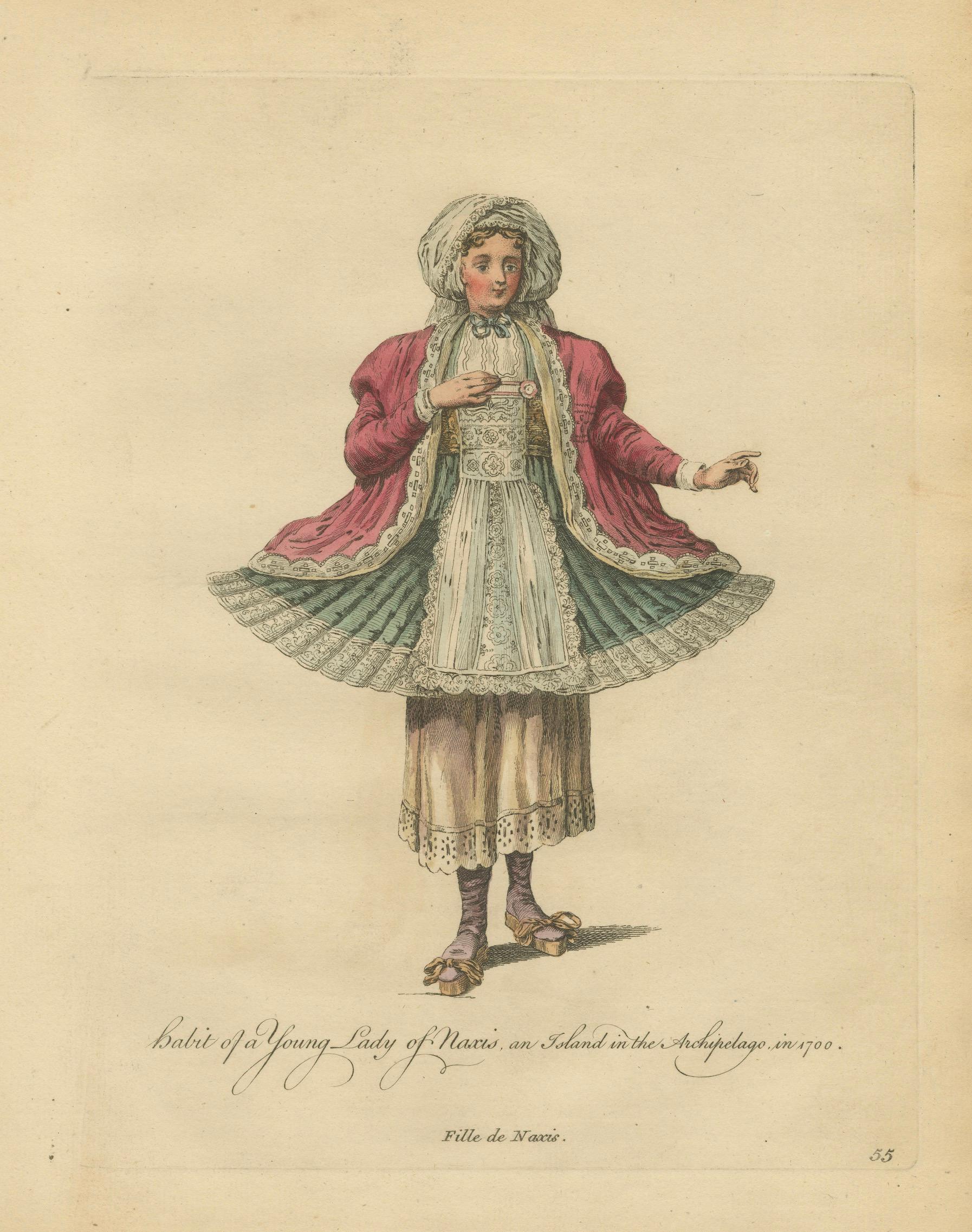 Antique Costume Print Young Lady of Naxos Archipelago Jefferys, 1749