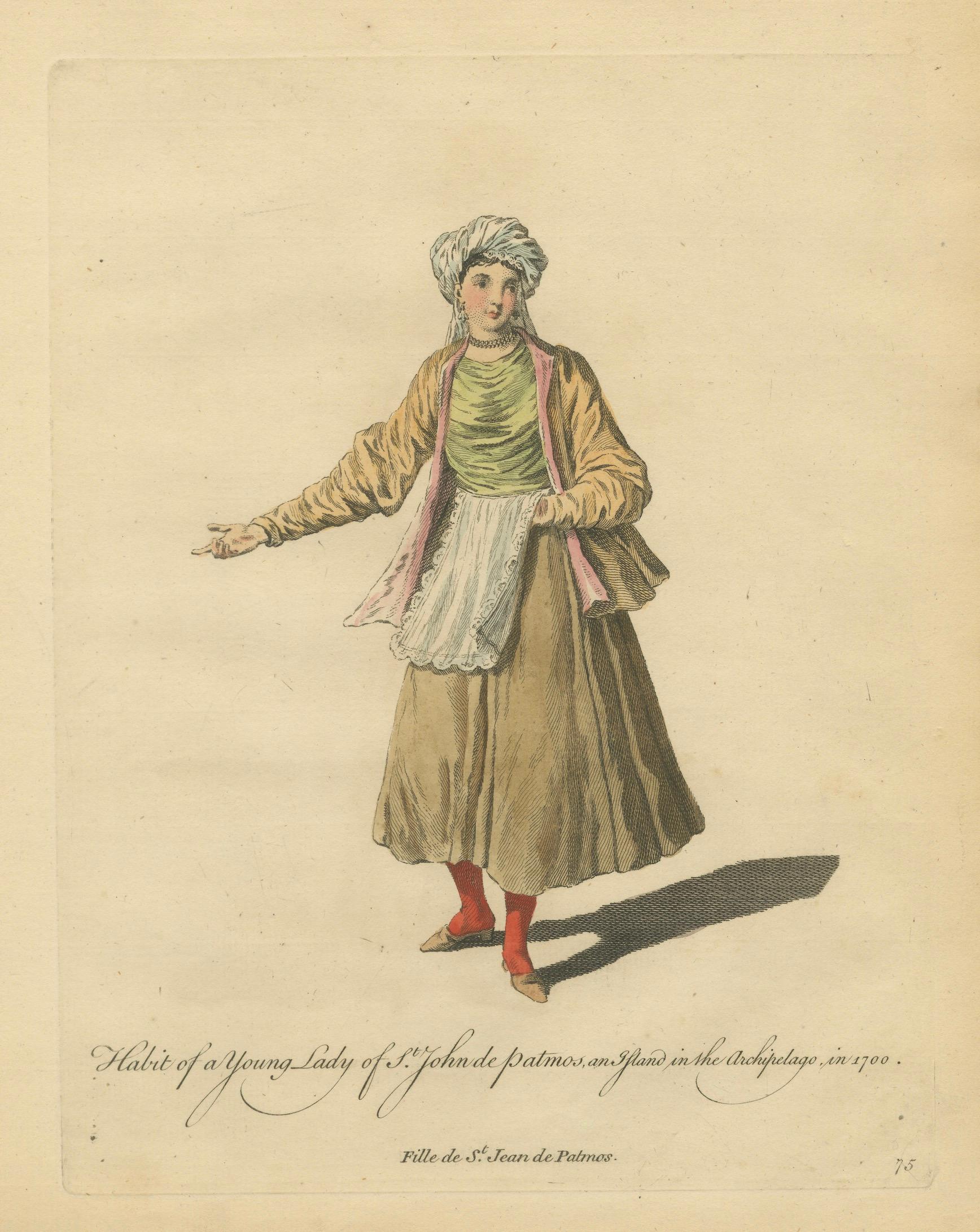 Antique Costume Print Young Lady of St John of Patmos Jefferys, 1749