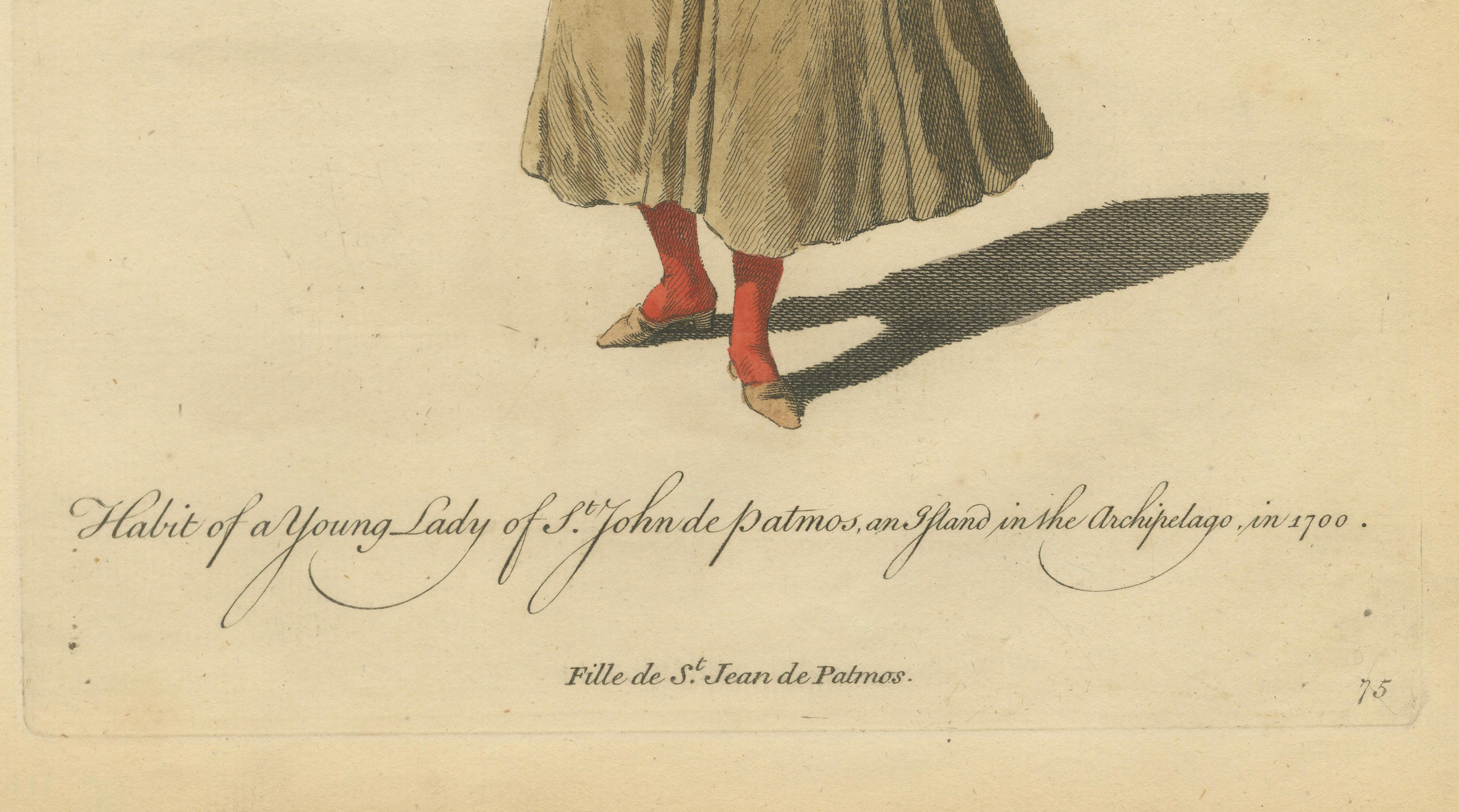 Antique Costume Print Young Lady of St John of Patmos Jefferys, 1749