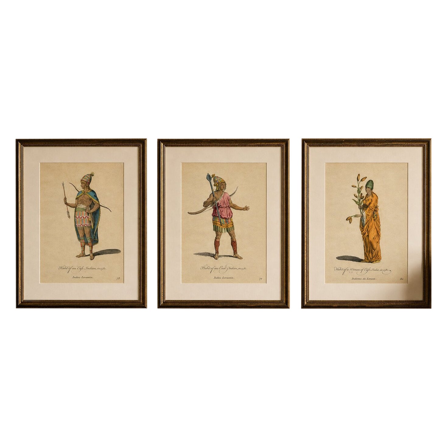 Antique Costume Prints, East Indies Figures & Tribal Dress, 1749