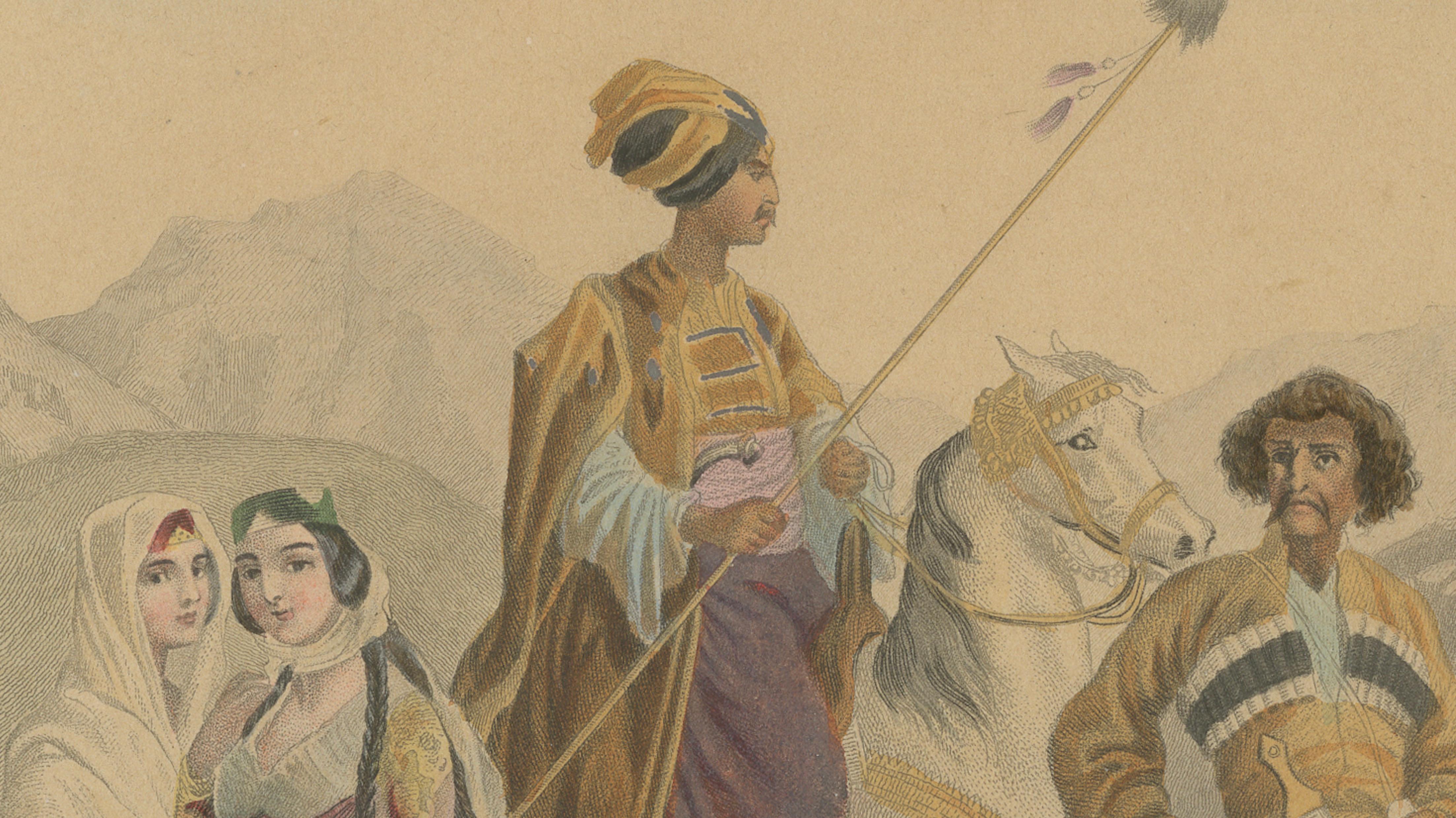 Antique Costume Prints of Asia: Persian, Kurdish, Circassian, Figures c1860
