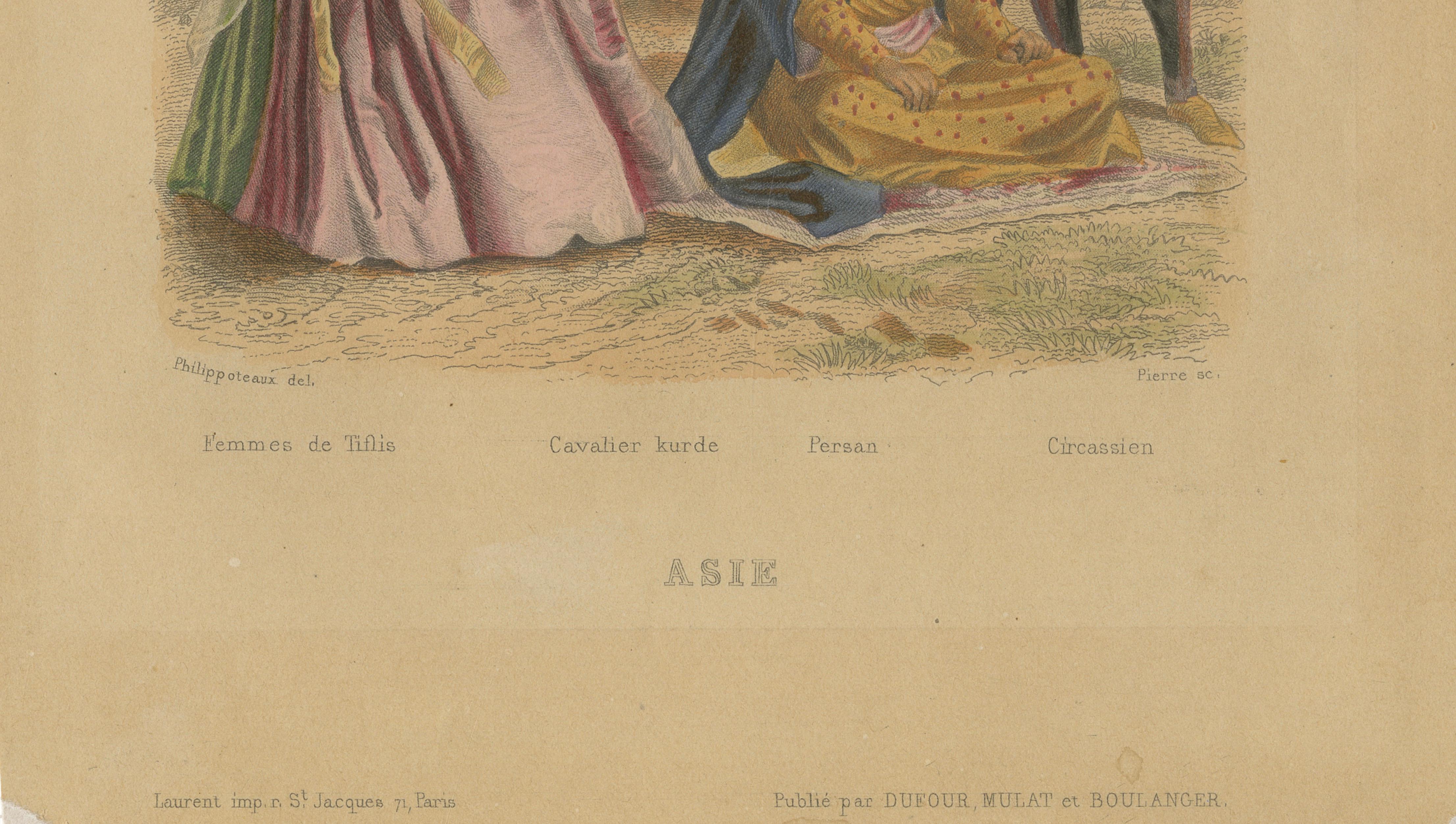 Antique Costume Prints of Asia: Persian, Kurdish, Circassian, Figures c1860