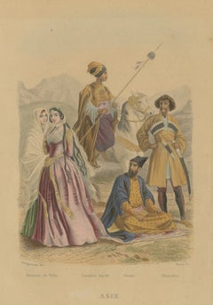 Antique Costume Prints of Asia: Persian, Kurdish, Circassian, Figures c1860