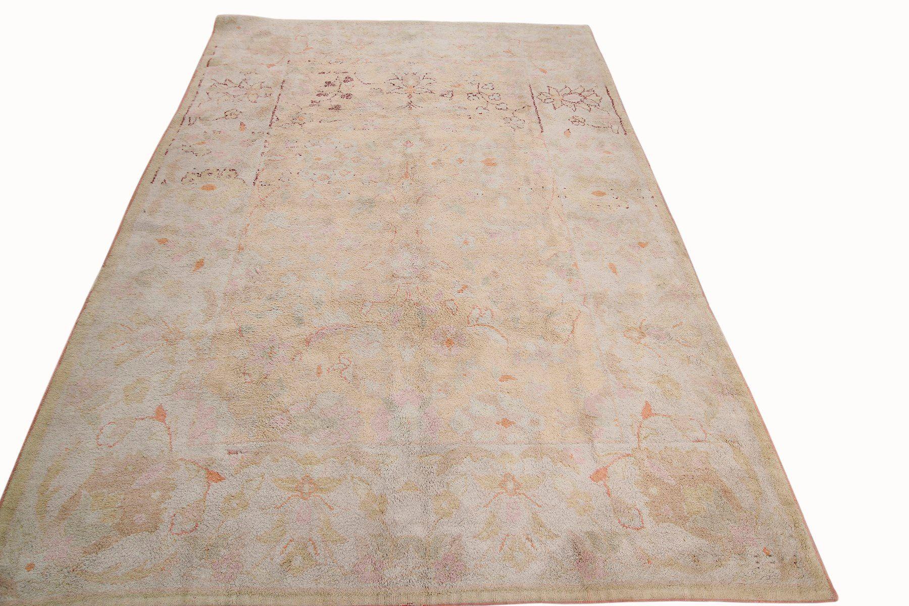 Turco Tappeto antico in cotone Agra Oushak Beige Rosa Geometrico Muted 1920 in vendita