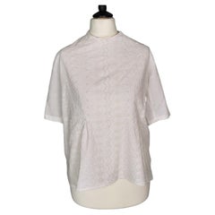 Antique cotton crochet blouse, c1910s, funnel neck 