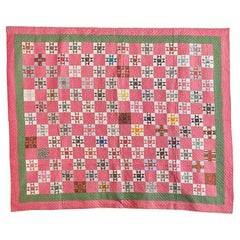 Antique Cotton Red and Green “Variable Stars" Quilt, USA, Late 19th Century