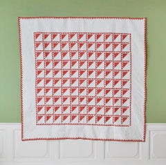 Antique Cotton White and Red "Birds in the Air" Quilt, USA, Late 19th Century