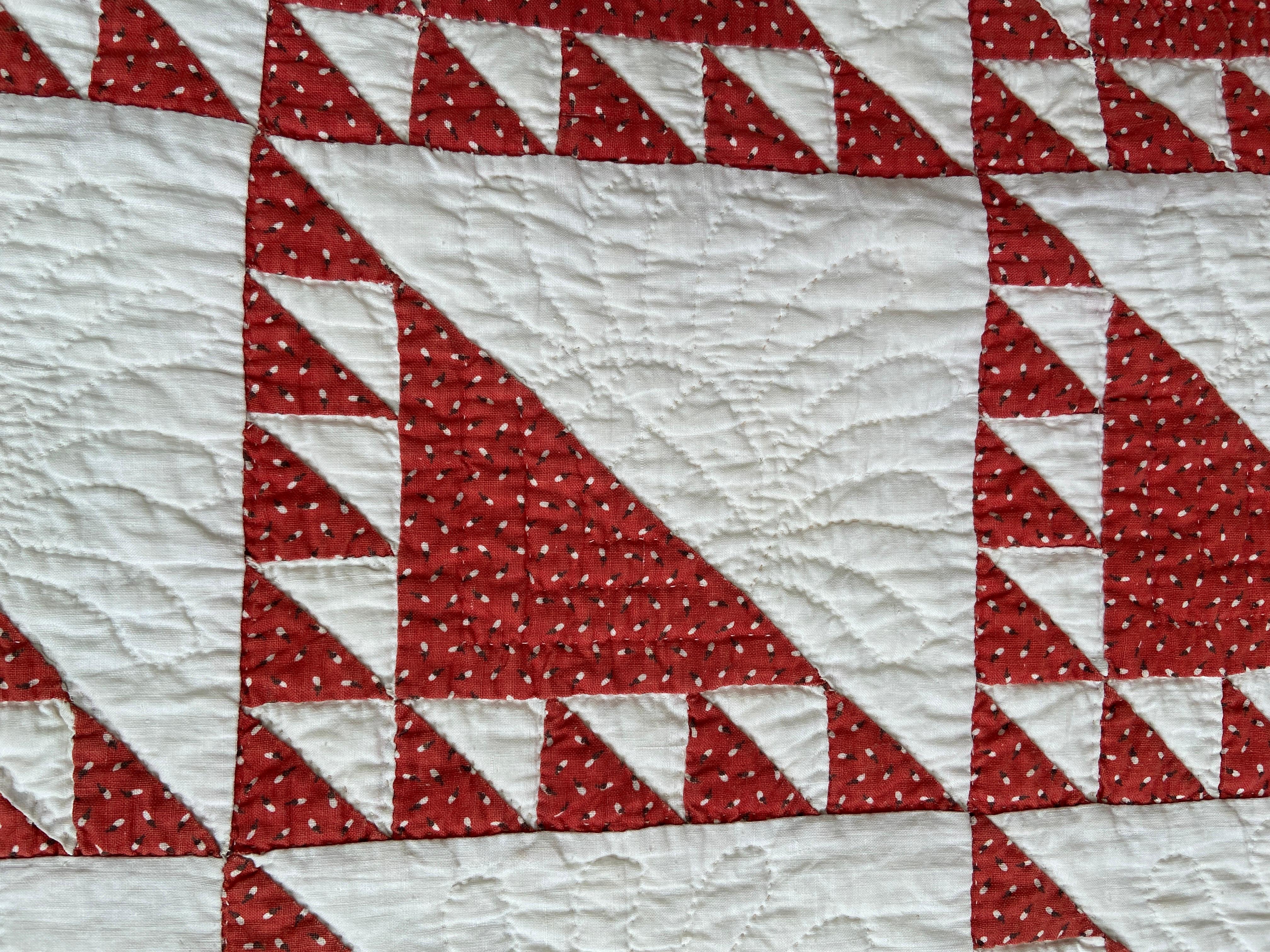 Antique Cotton White and Red 