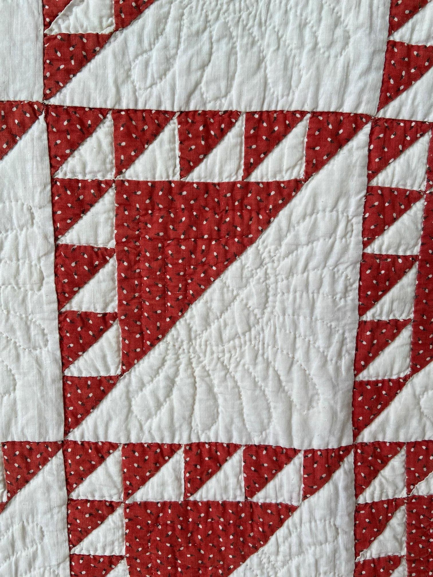 Antique Cotton White and Red 