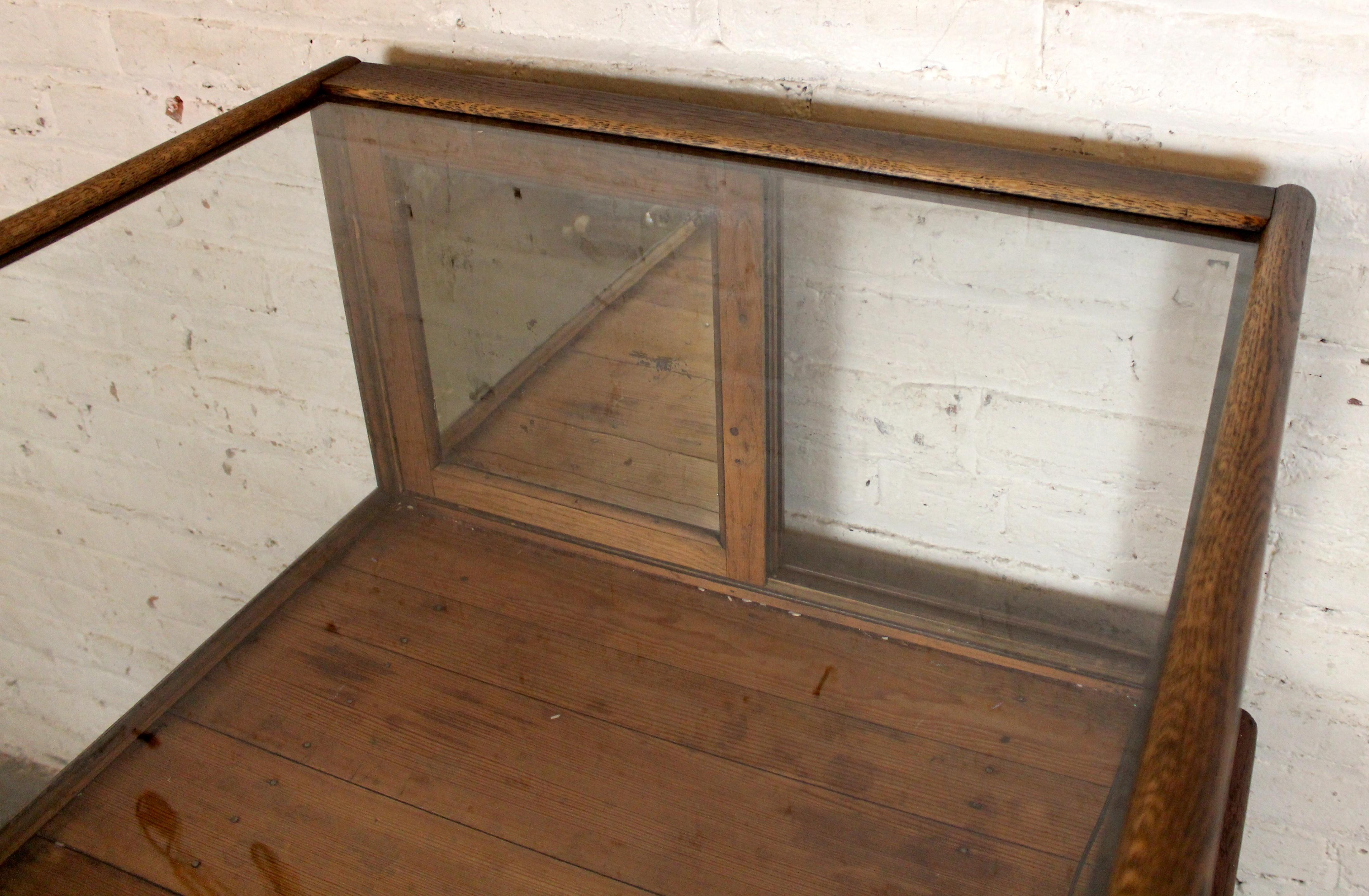 Glass Antique Countertop Display Case on Stand For Sale