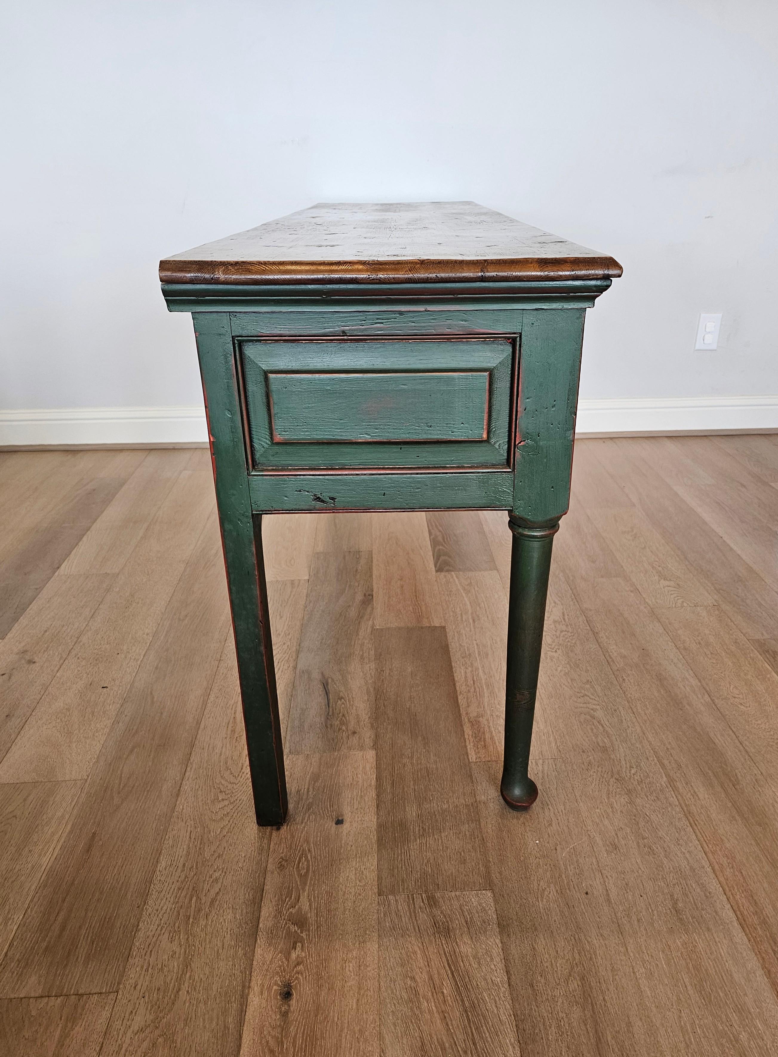 Antique Country British Farmhouse Painted Pine Kitchen Dresser Server Table For Sale 8