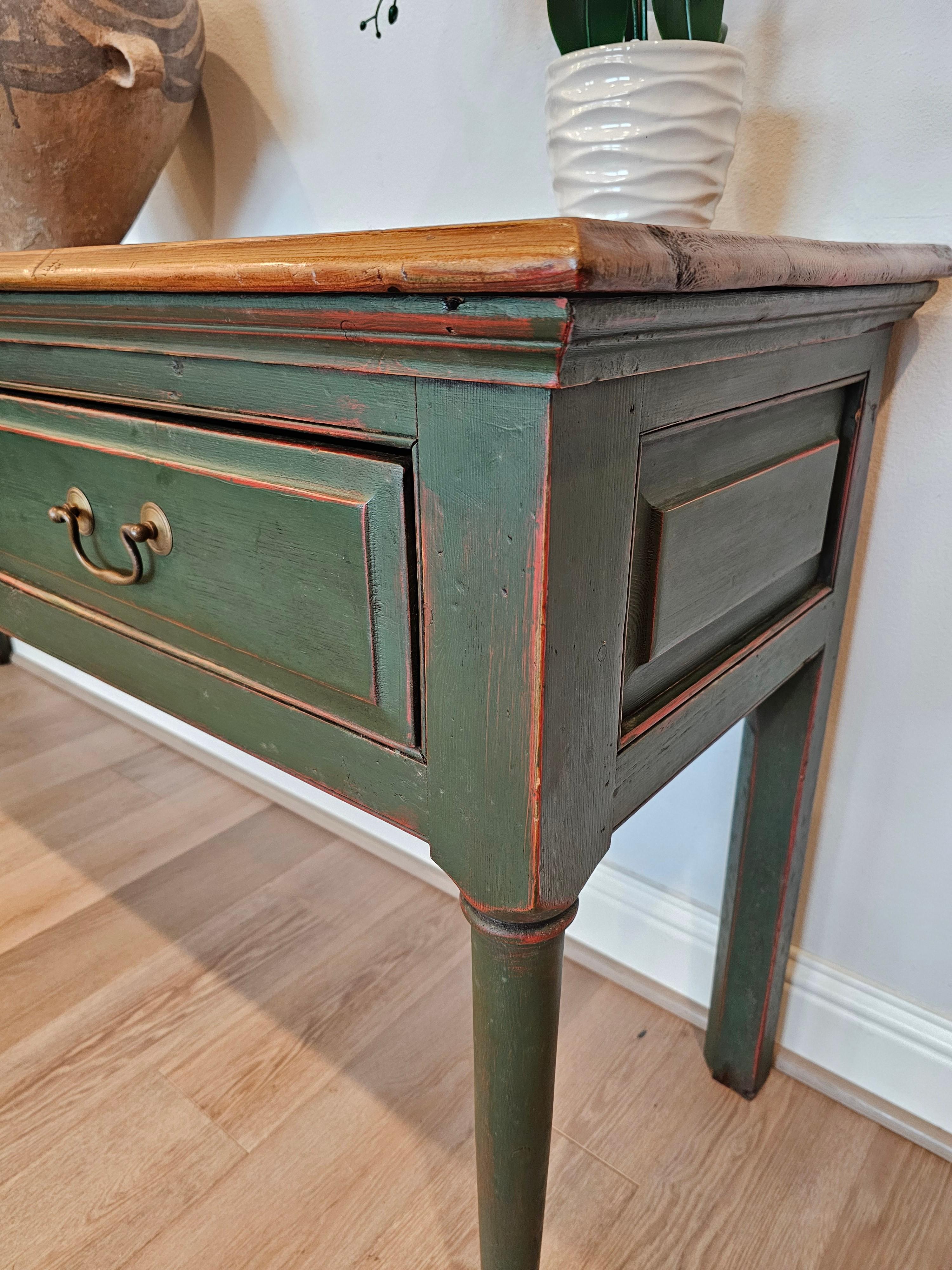 Antique Country British Farmhouse Painted Pine Kitchen Dresser Server Table For Sale 2