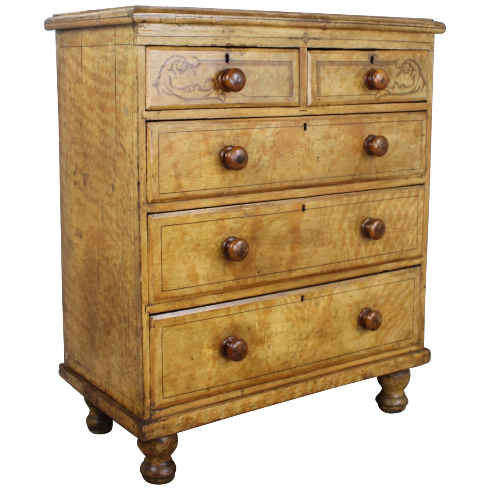 Antique Romanian Painted Chest of Drawers For Sale at 1stDibs