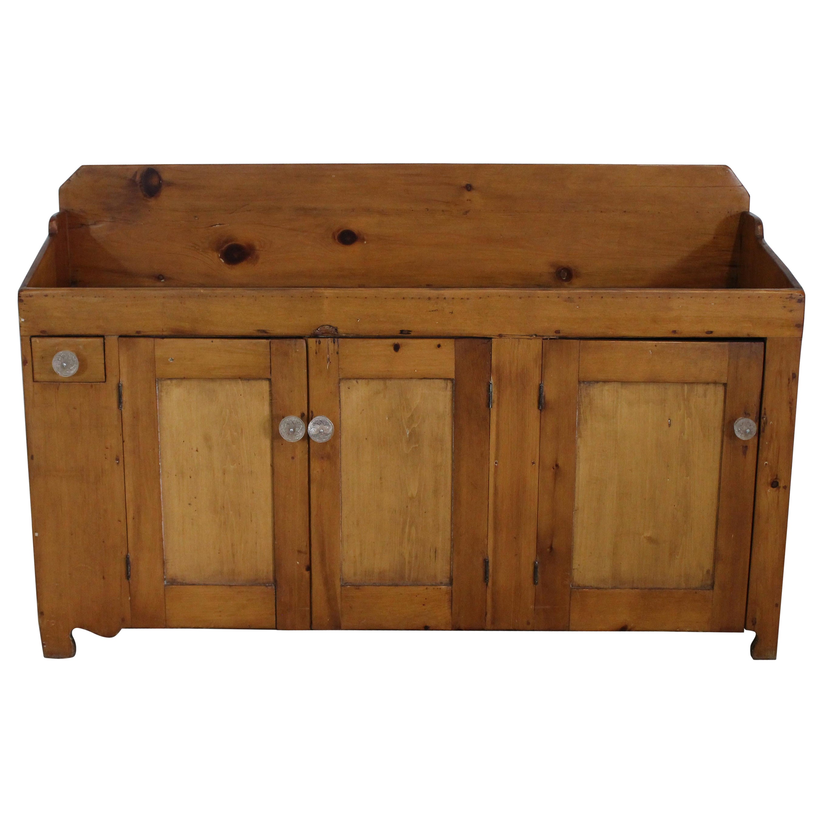 Antique Country Elongated Dry Sink With Random Board Back Circa 1800's