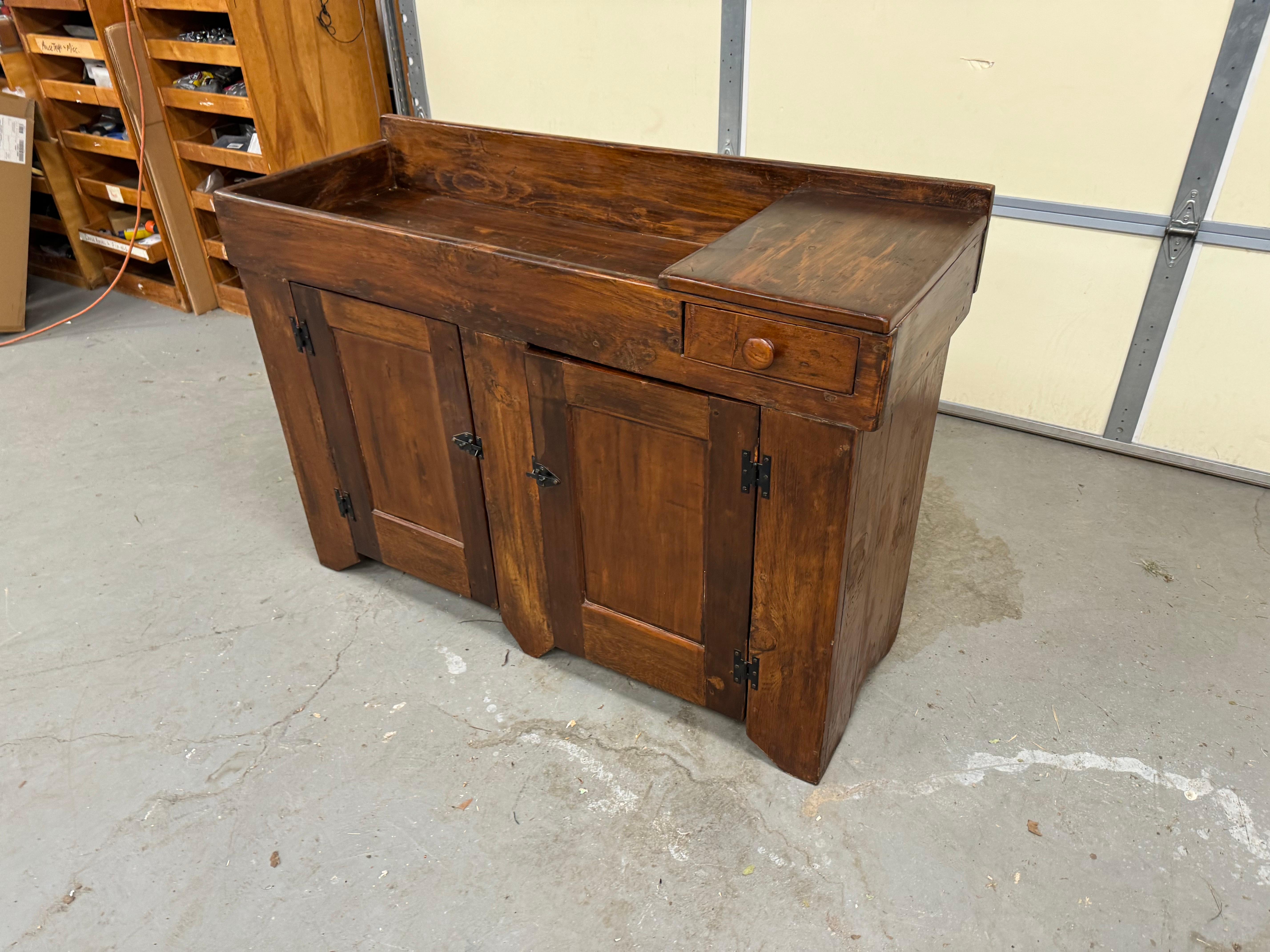 Antique Country Elongated Dry Sink With Random Board Back Circa  Early 1900's 7