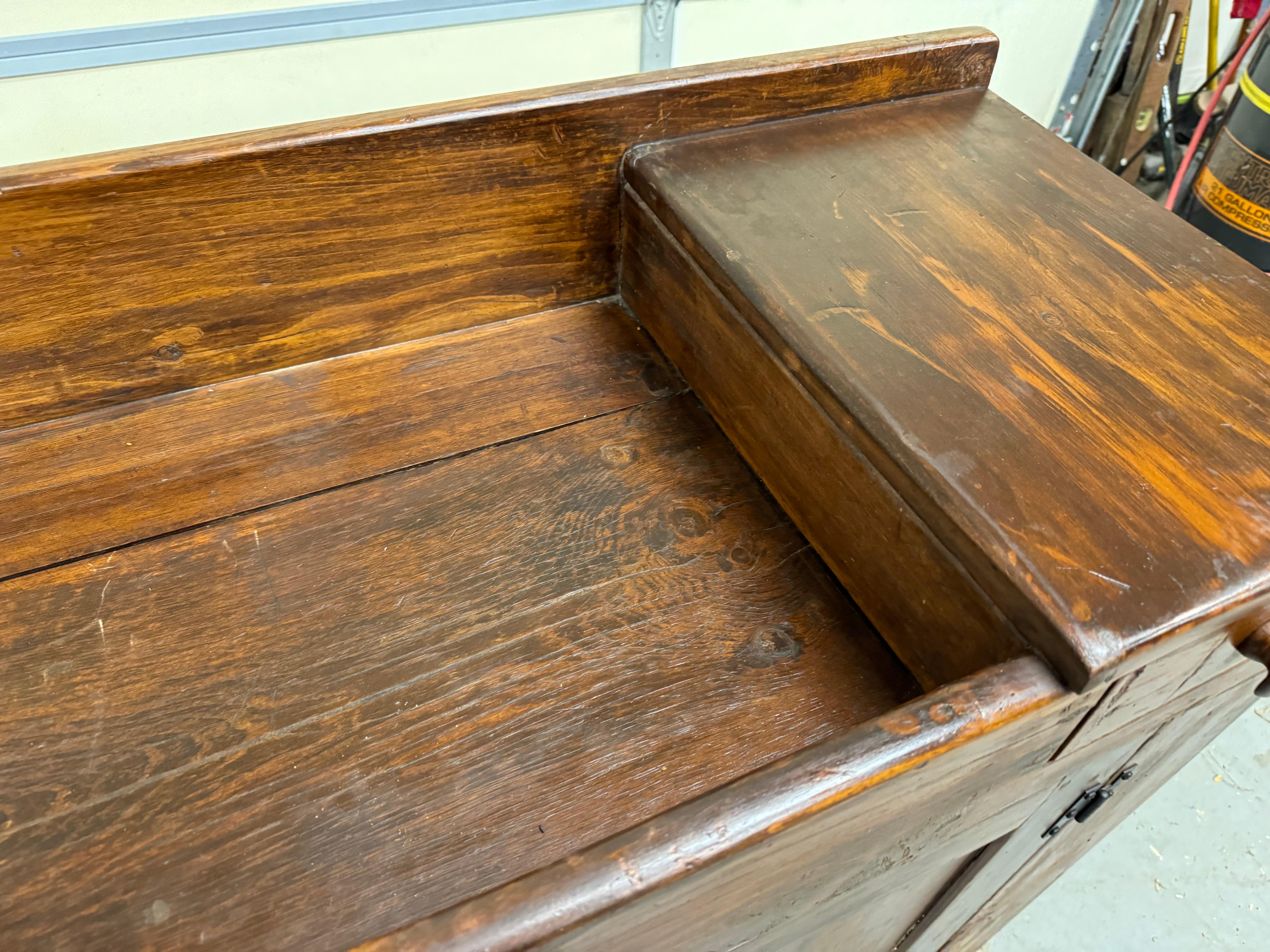 Early 19th Century Antique Country Elongated Dry Sink With Random Board Back Circa  Early 1900's