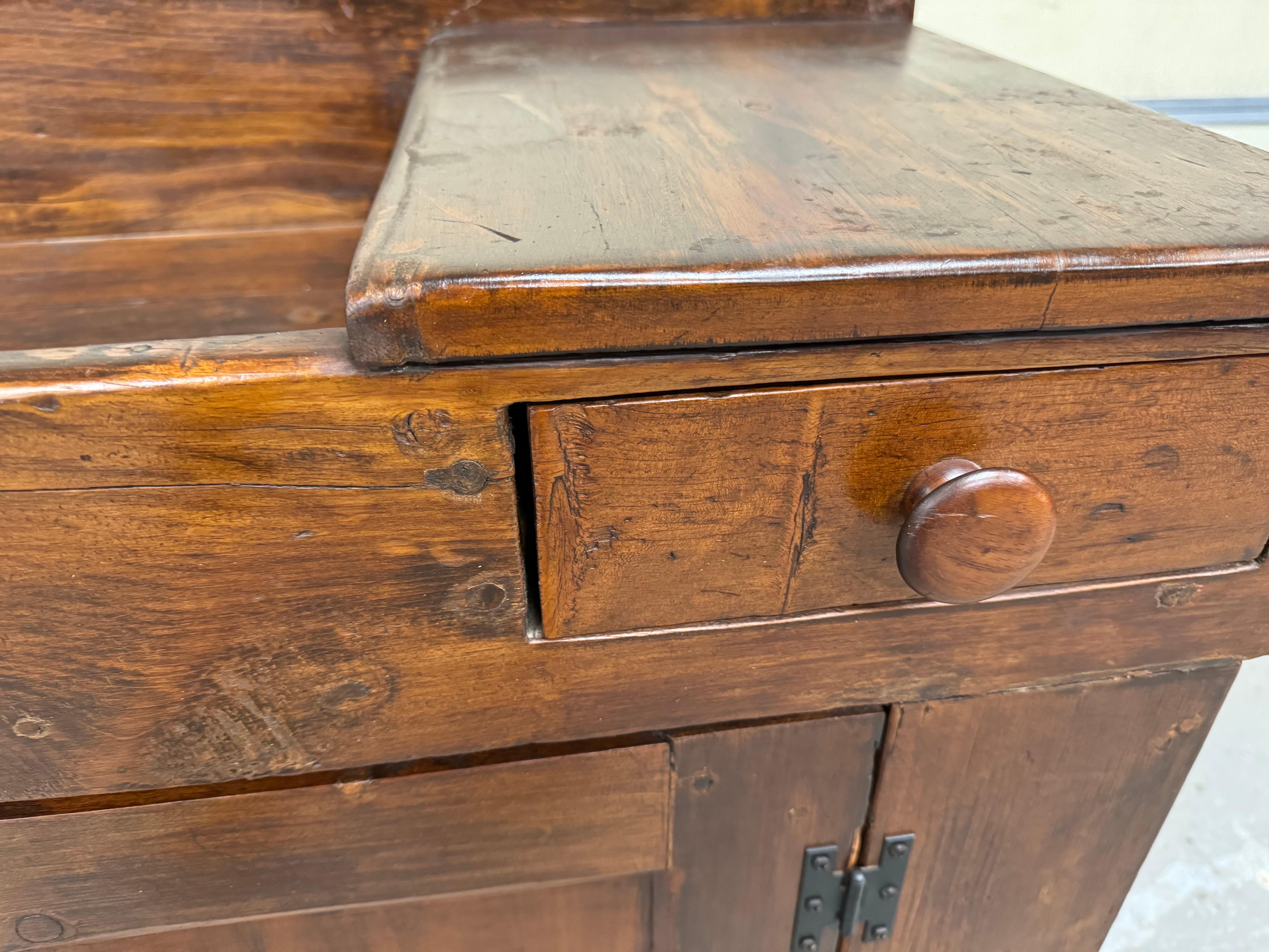 Wood Antique Country Elongated Dry Sink With Random Board Back Circa  Early 1900's