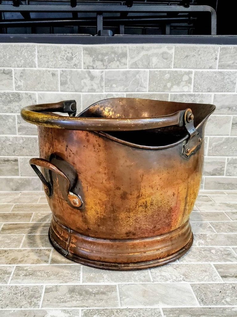 Antique Country English Fireplace Scuttle Bucket For Sale at 1stDibs