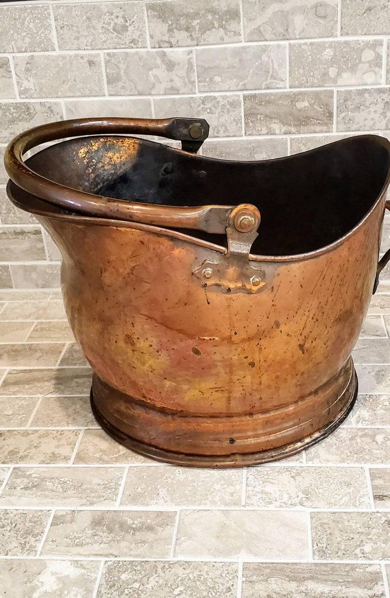 Antique Country English Fireplace Scuttle Bucket For Sale at 1stDibs