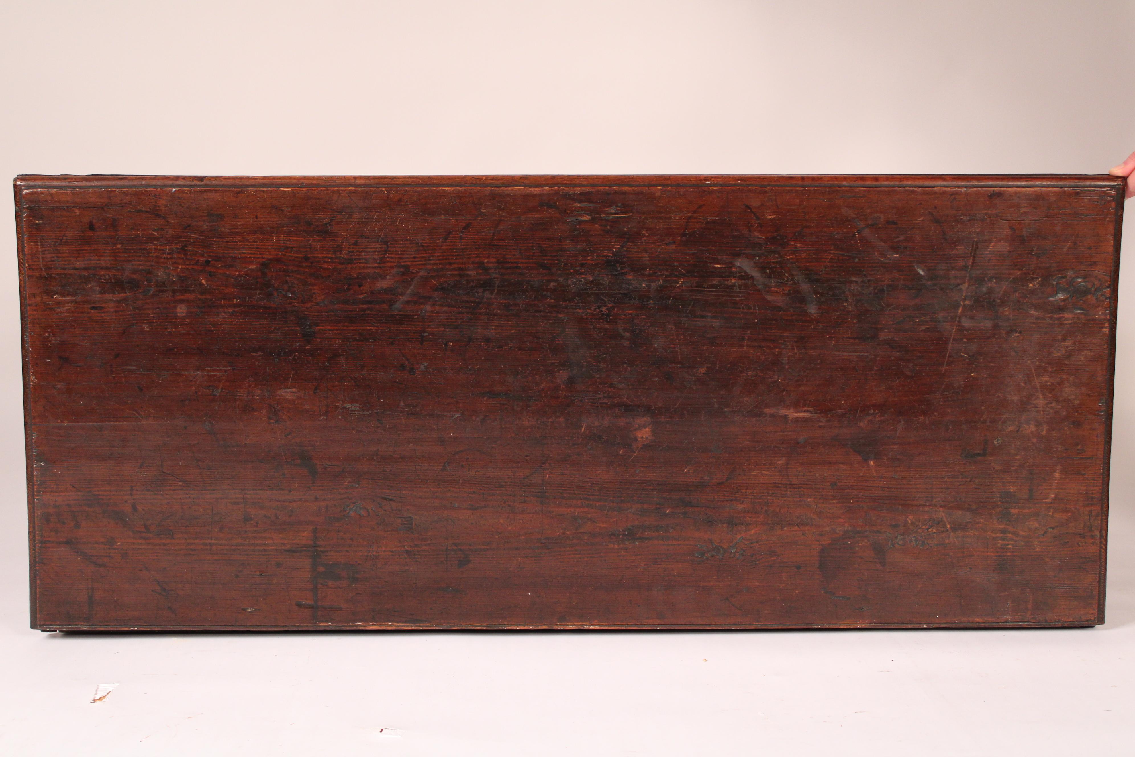 Metal Antique Country English Pine Trunk For Sale