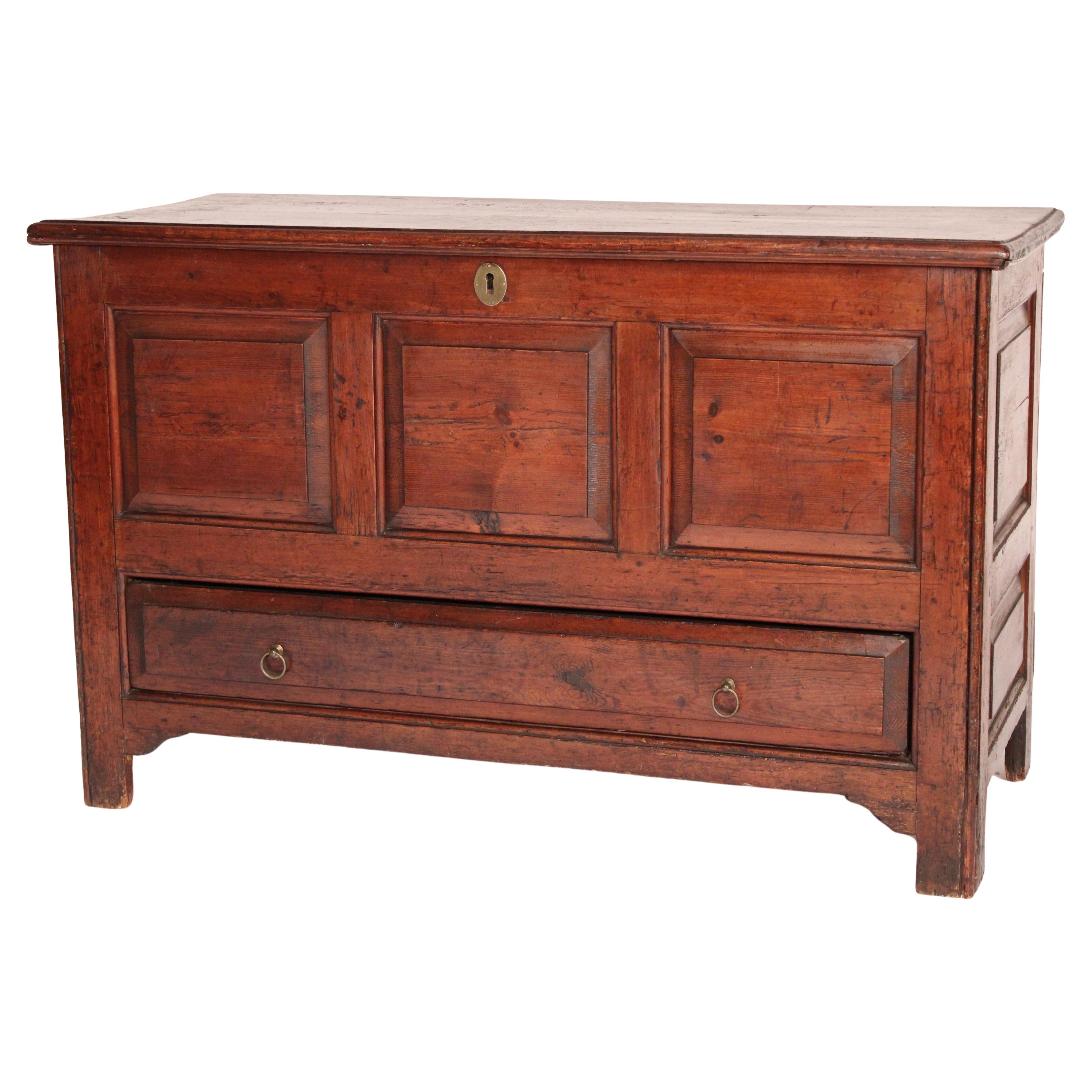 Antique Country English Pine Trunk For Sale