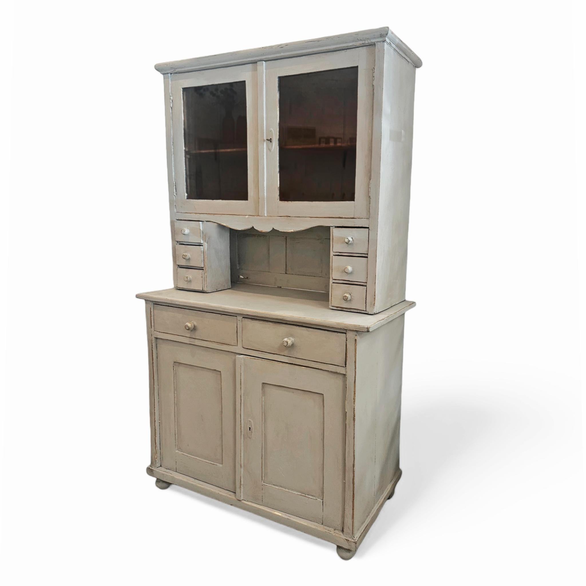 Painted Antique Country Farmhouse Hutch For Sale