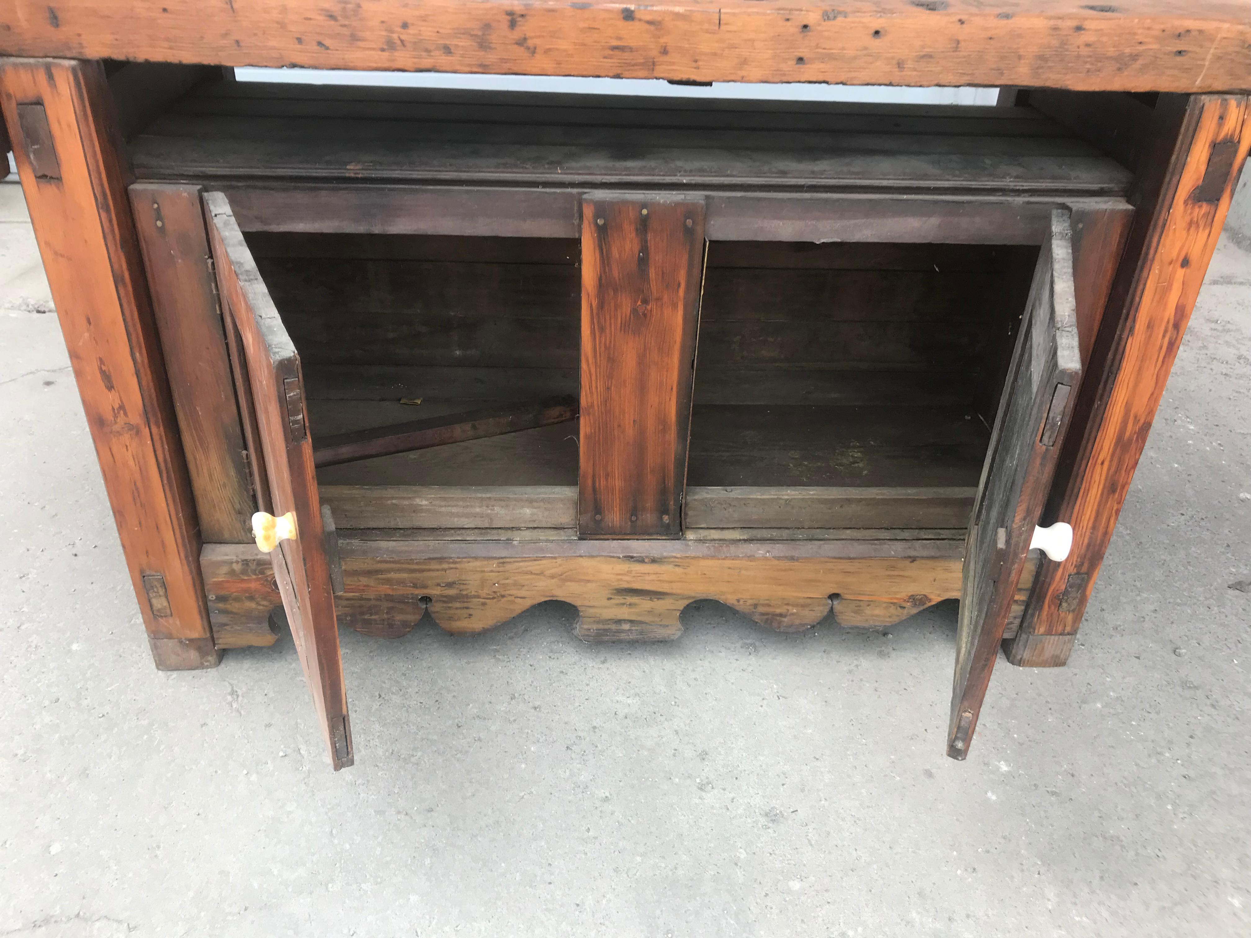 Antique Country Farmhouse Industrial Workbench / Table, Kitchen Island In Distressed Condition In Buffalo, NY