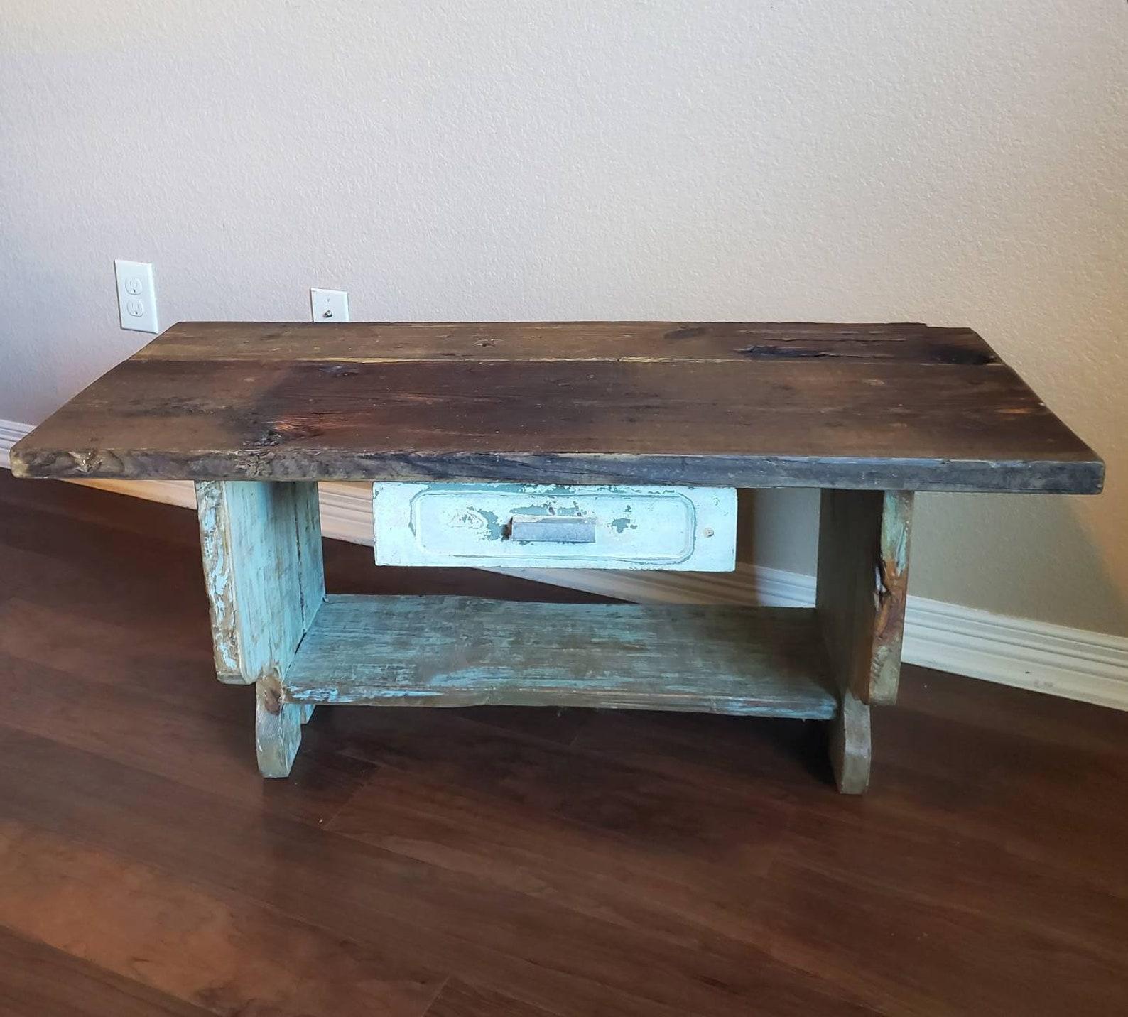 A most unusual farm house multi-use low table / bench / stool. Handmade in the Southwestern, United States, most likely on a Texas farm or ranch, possibly New Mexico or Arizona. 

A wonderful example of turn of the late 19th / early 20th century