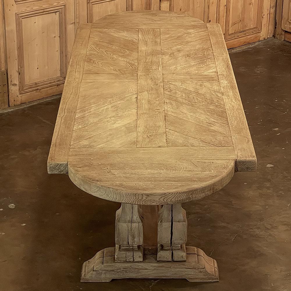 Rustic Antique Country French Banquet Table in Stripped Oak