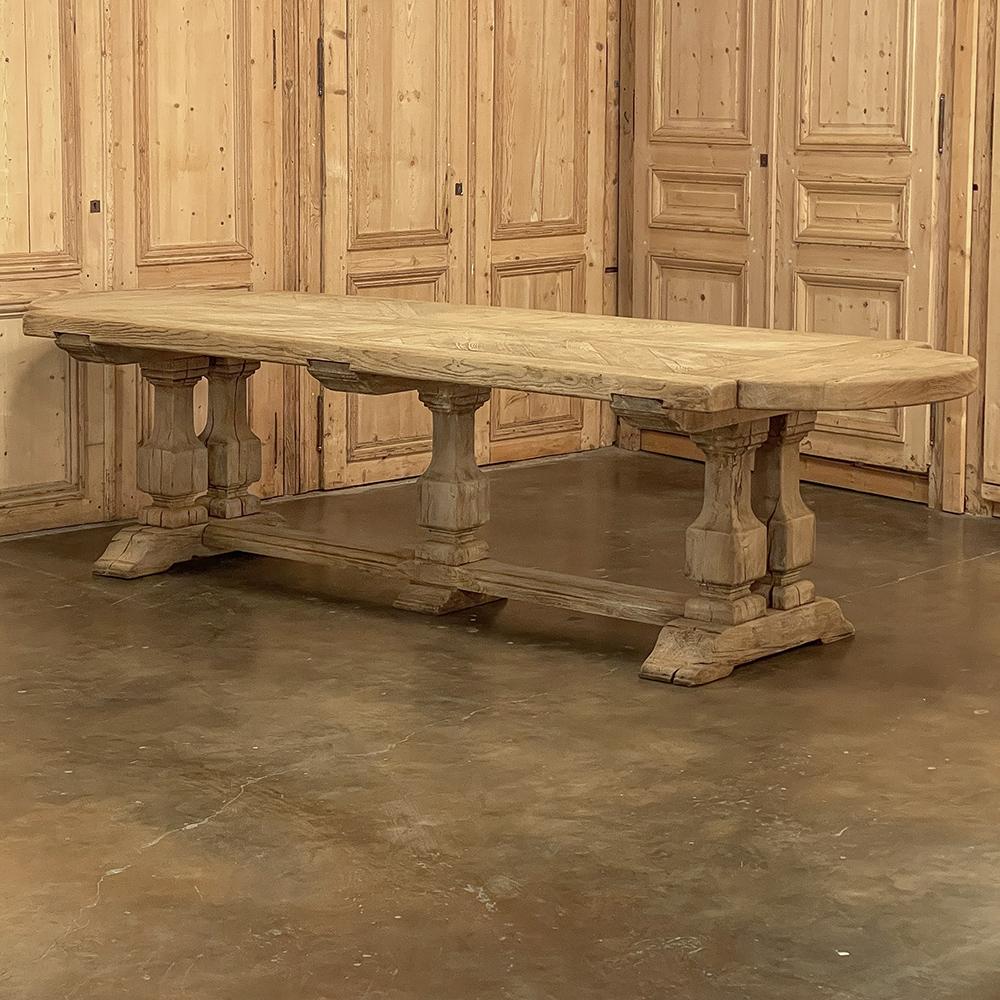 Hand-Crafted Antique Country French Banquet Table in Stripped Oak