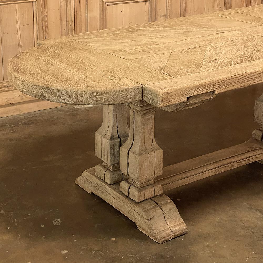 20th Century Antique Country French Banquet Table in Stripped Oak