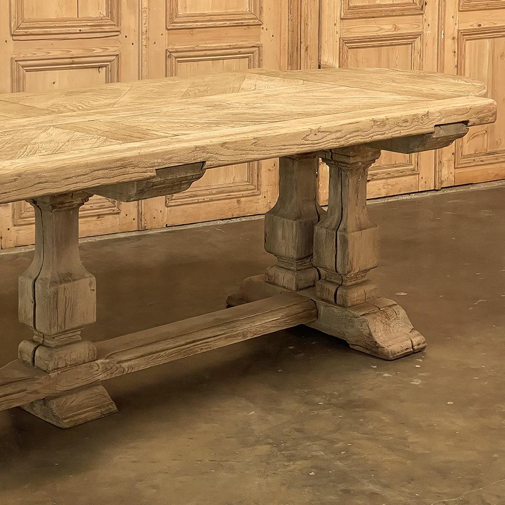 Antique Country French Banquet Table in Stripped Oak 1