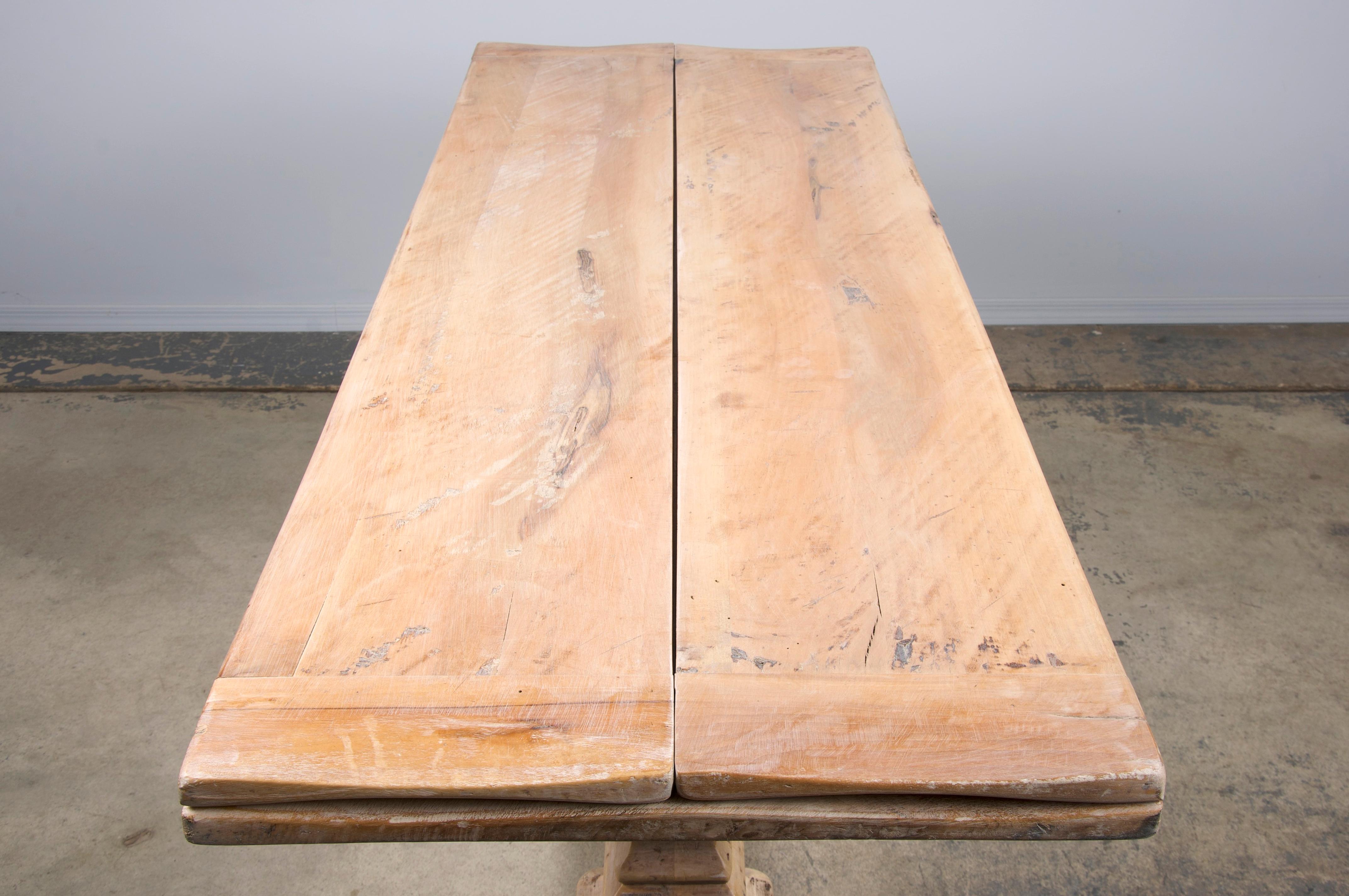 Antique Country French Bleached Walnut Folding Farmhouse Dining Table 6