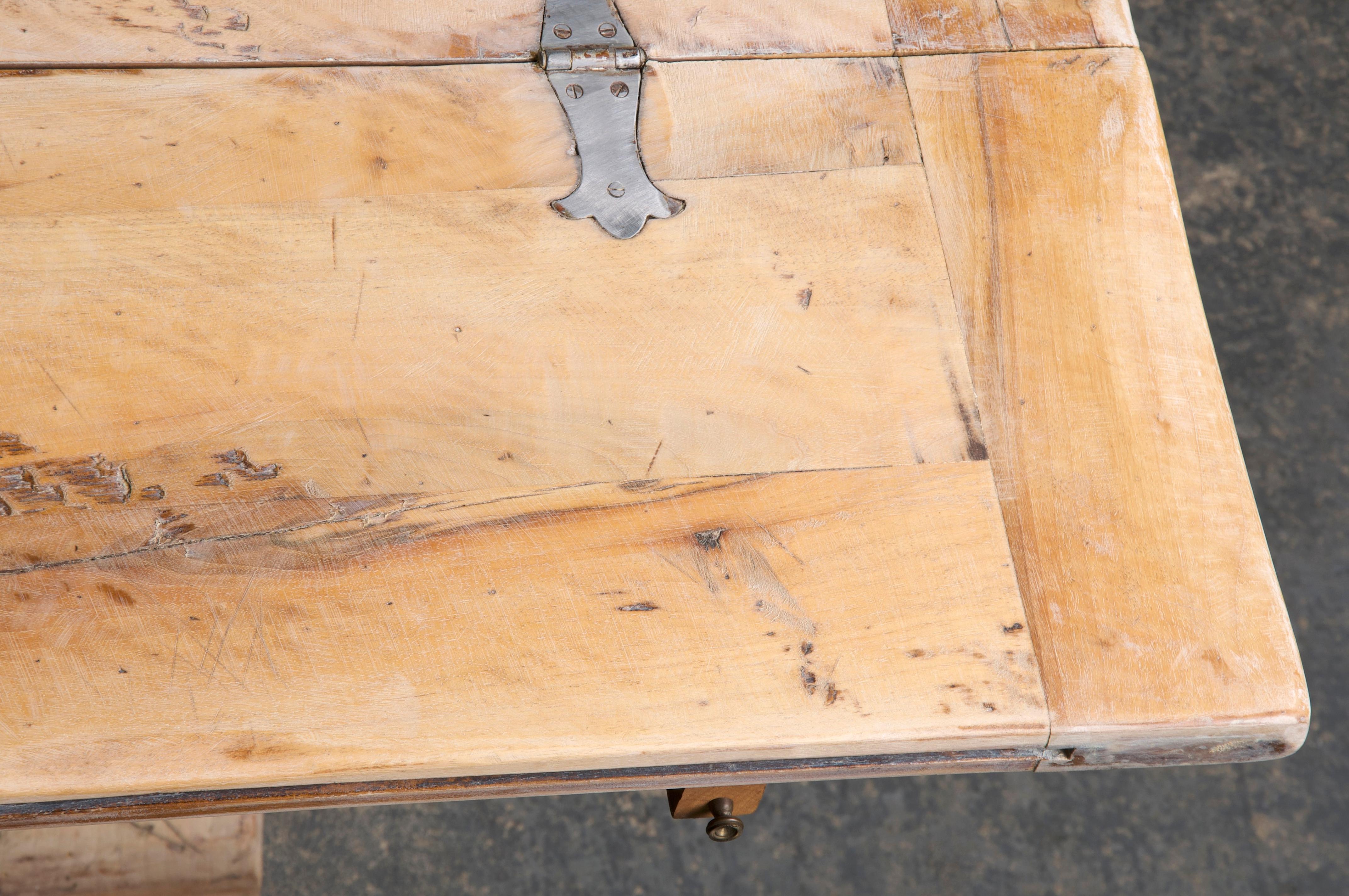 Antique Country French Bleached Walnut Folding Farmhouse Dining Table 13