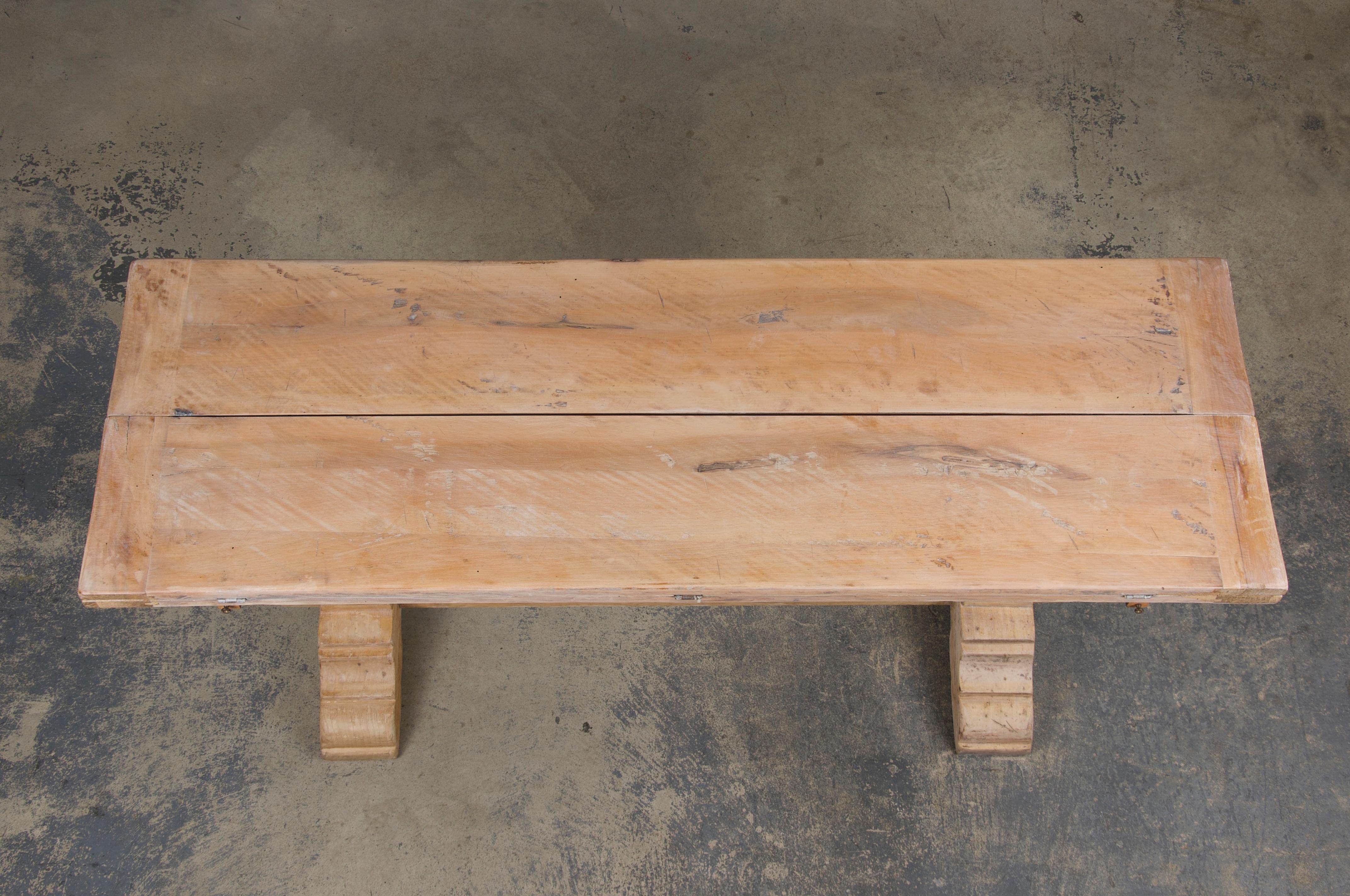French Provincial Antique Country French Bleached Walnut Folding Farmhouse Dining Table