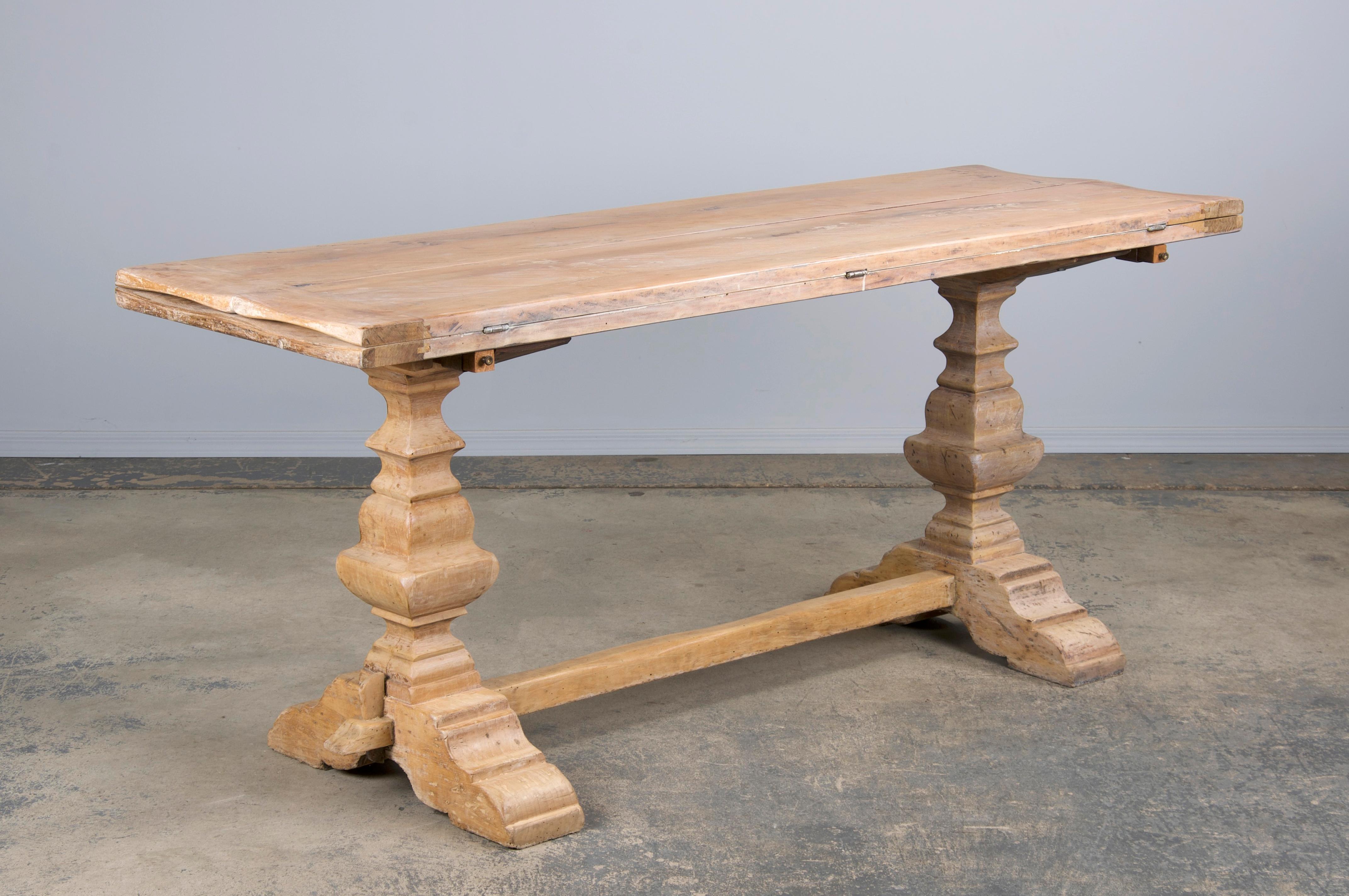19th Century Antique Country French Bleached Walnut Folding Farmhouse Dining Table