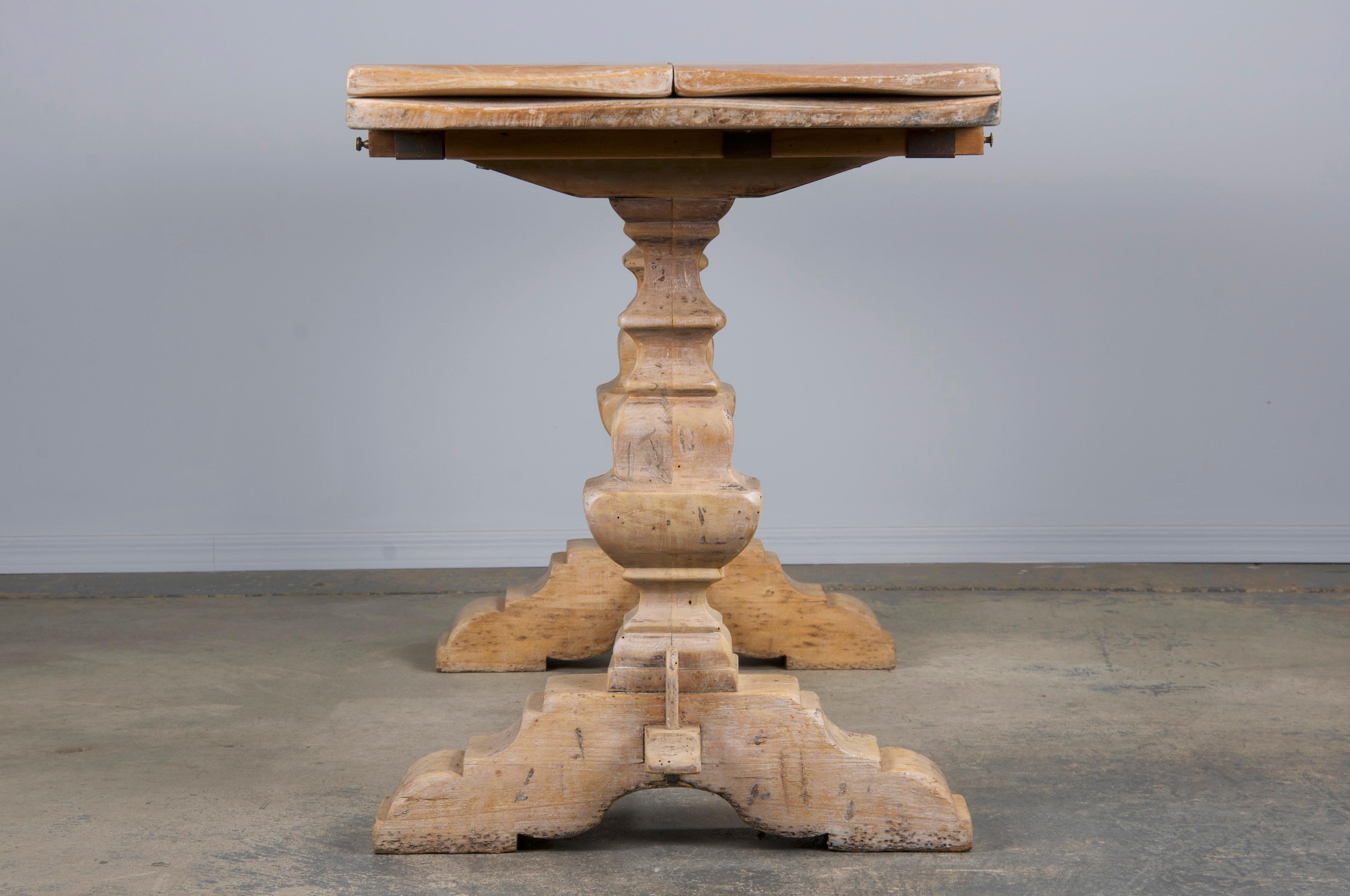 Antique Country French Bleached Walnut Folding Farmhouse Dining Table 4