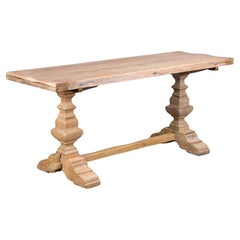 Antique Country French Bleached Walnut Folding Farmhouse Dining Table