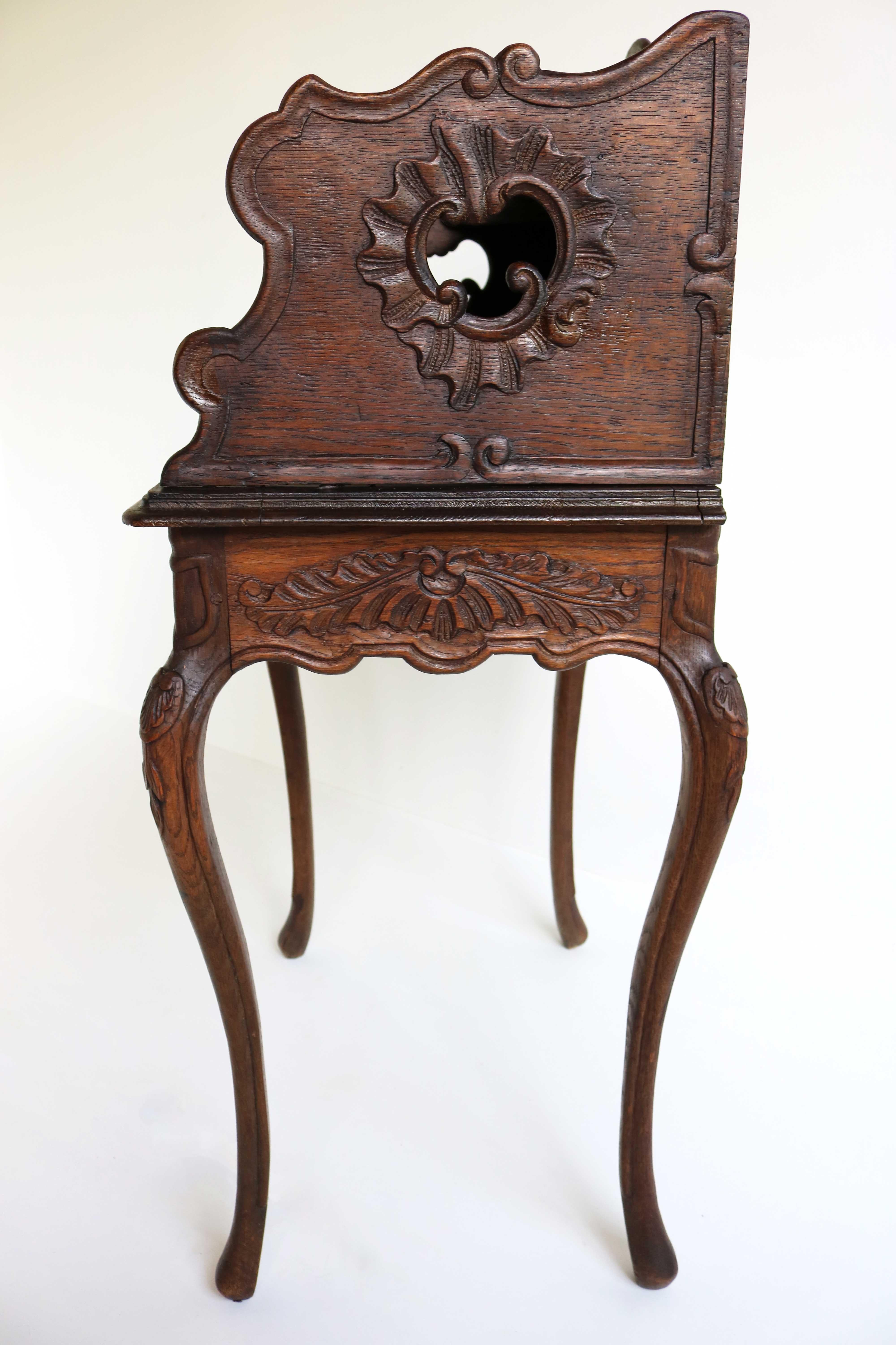 Antique Country French Carved Oak Bedside Table Nightstand Louis XV Style 1900 For Sale 6