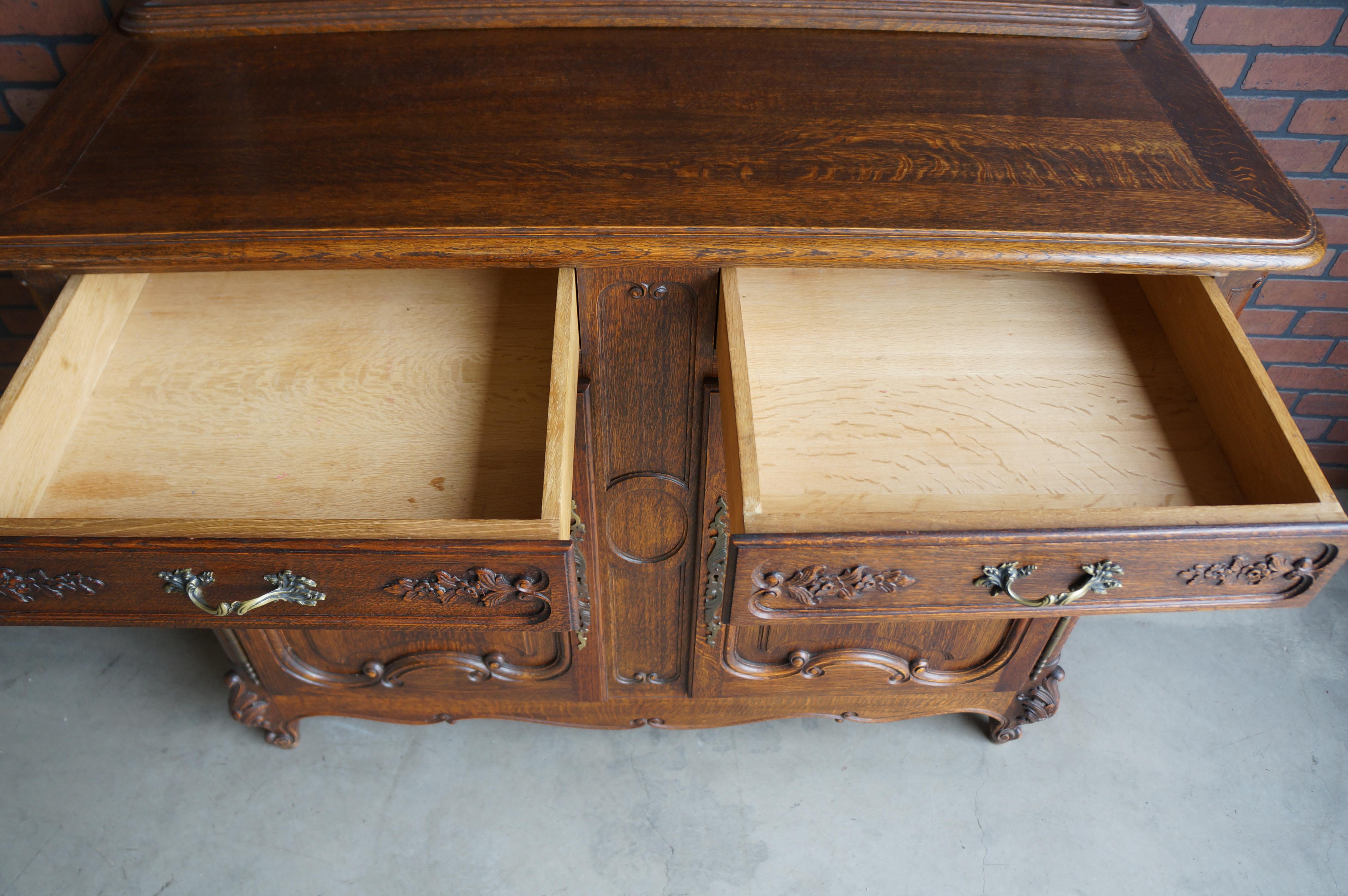 Antique Country French Carved Oak Buffet In Good Condition For Sale In Portland, OR